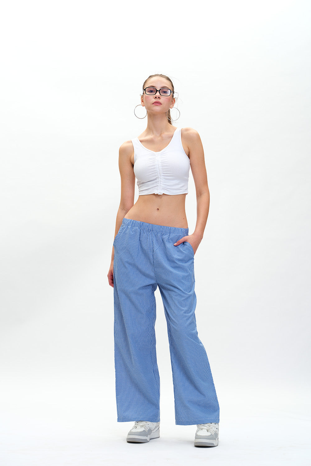 Blue Small Checkered Pants