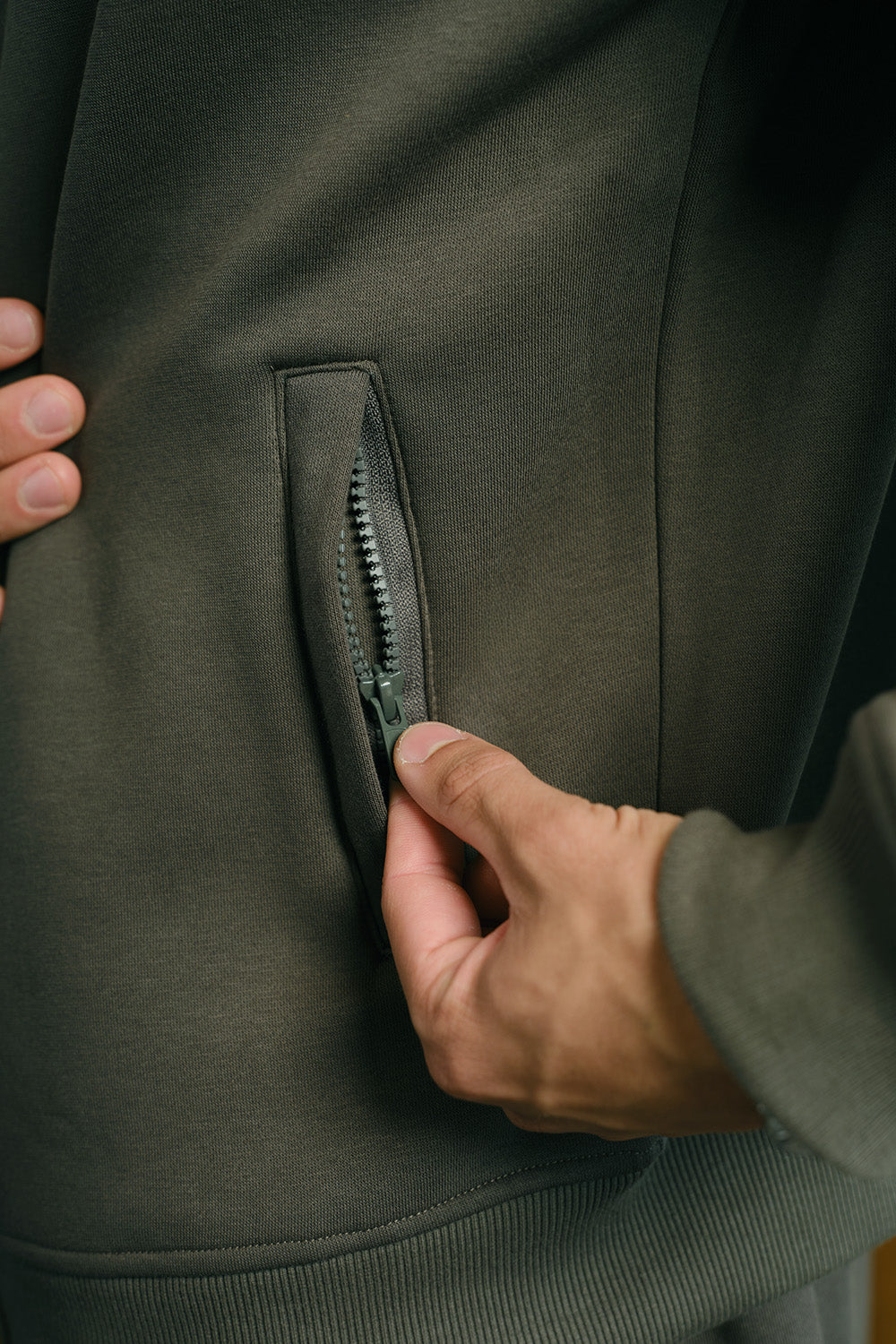 Charcoal High Neck Zipper Jacket