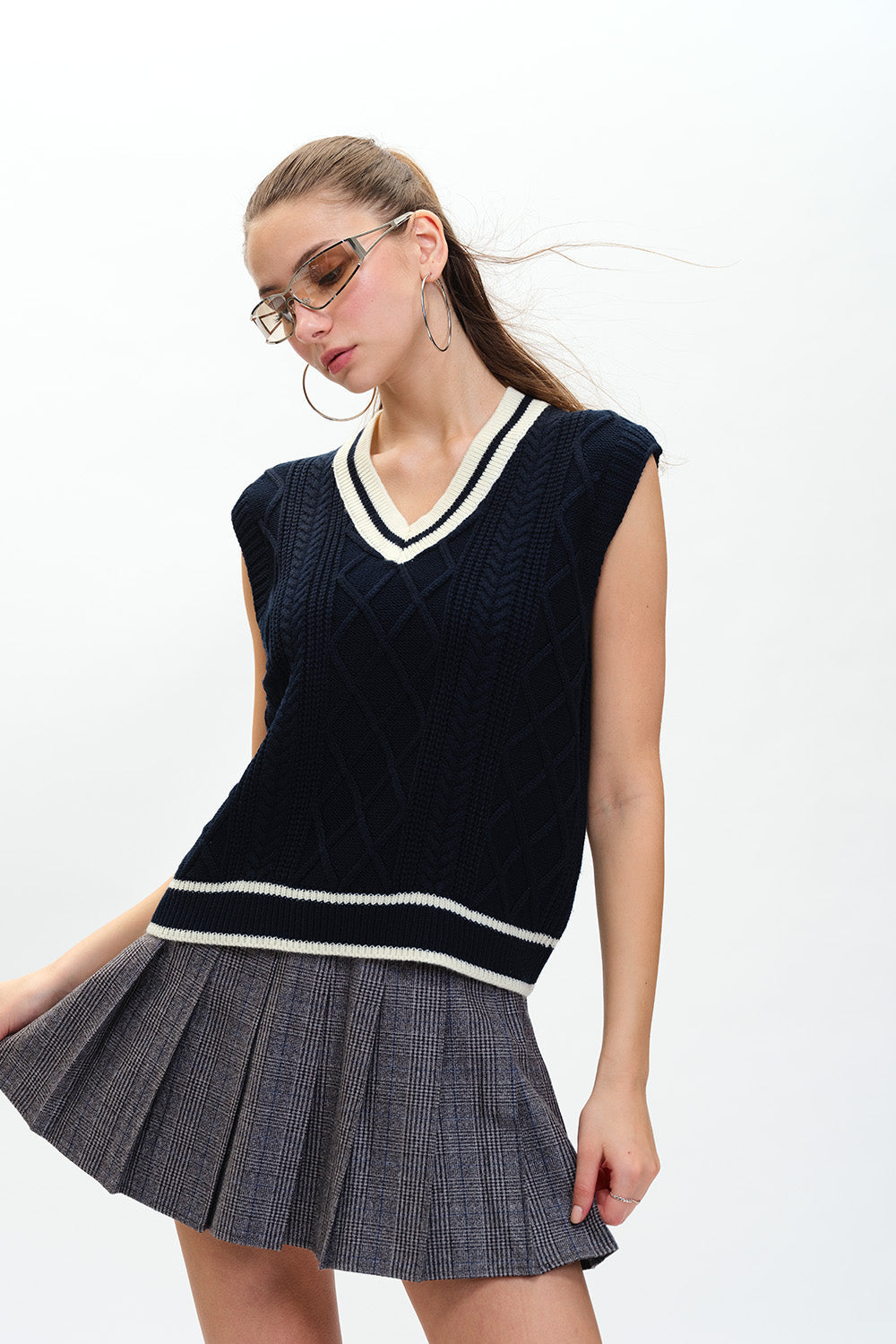 Navy Blue Knit Vest Tank