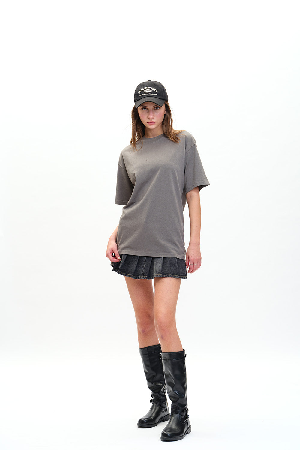 Solid Grey Soft Jersey Oversized T-shirt