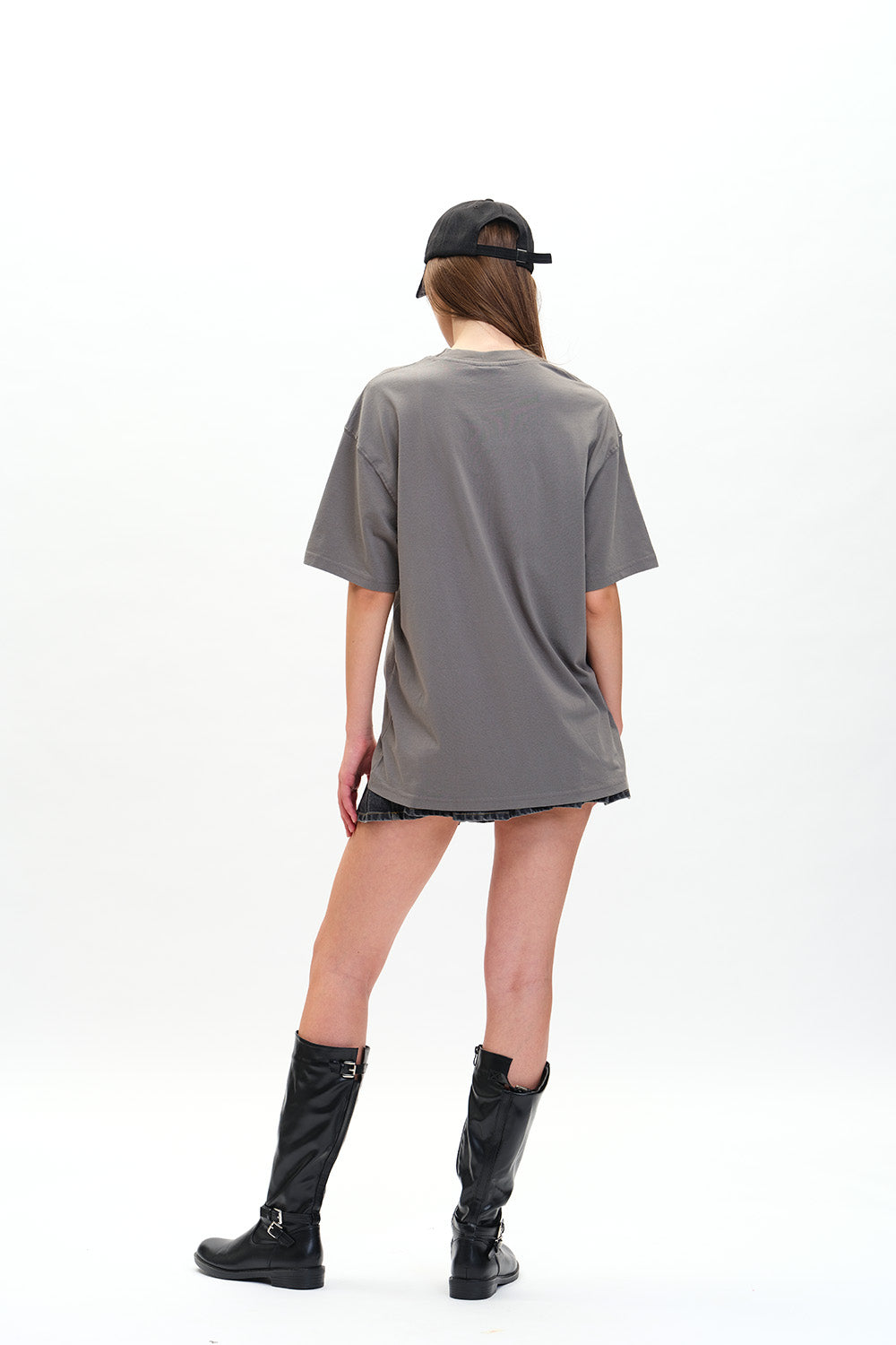 Solid Grey Soft Jersey Oversized T-shirt