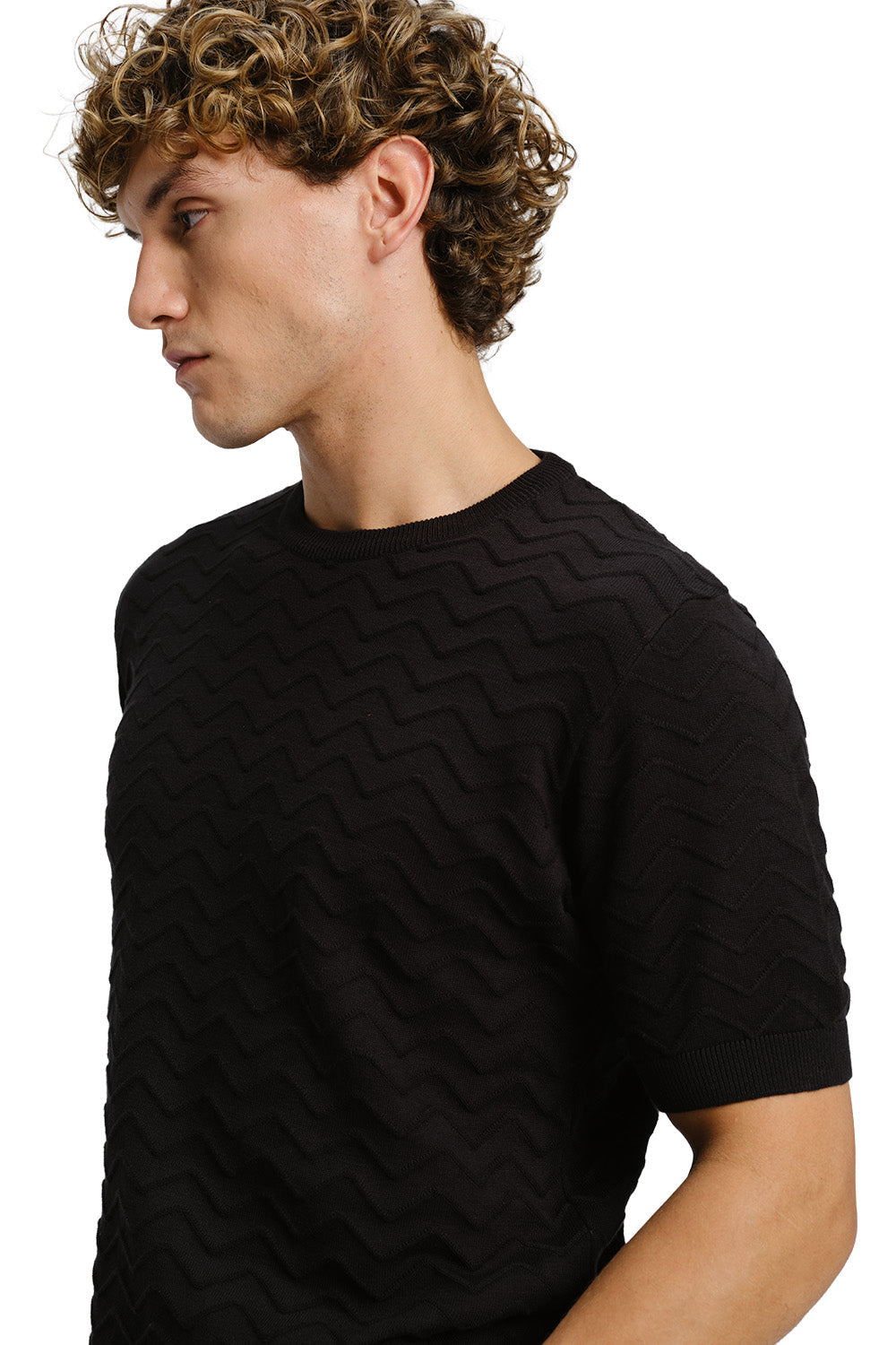 Zigzag Black Knit T-shirt