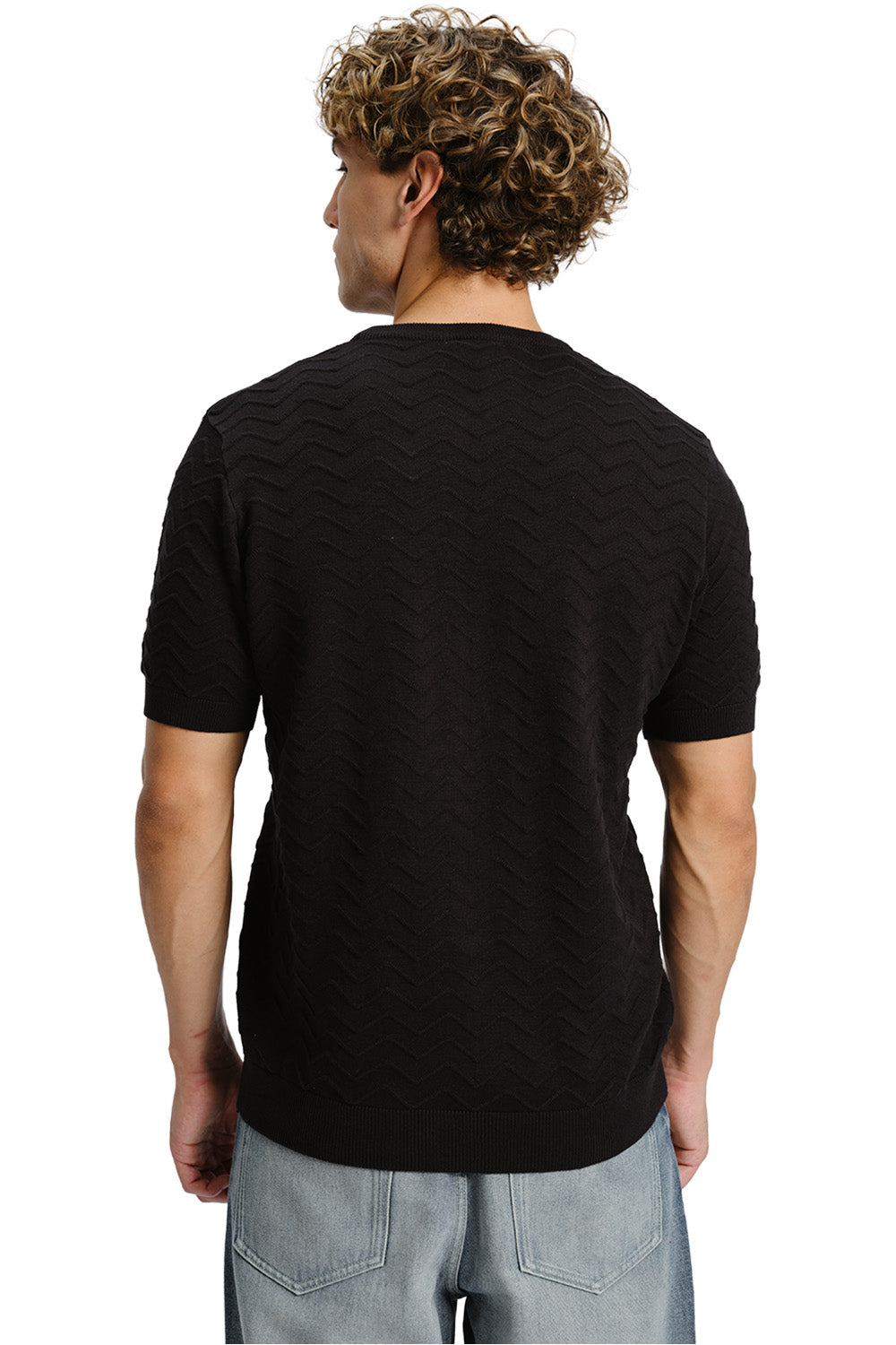 Zigzag Black Knit T-shirt