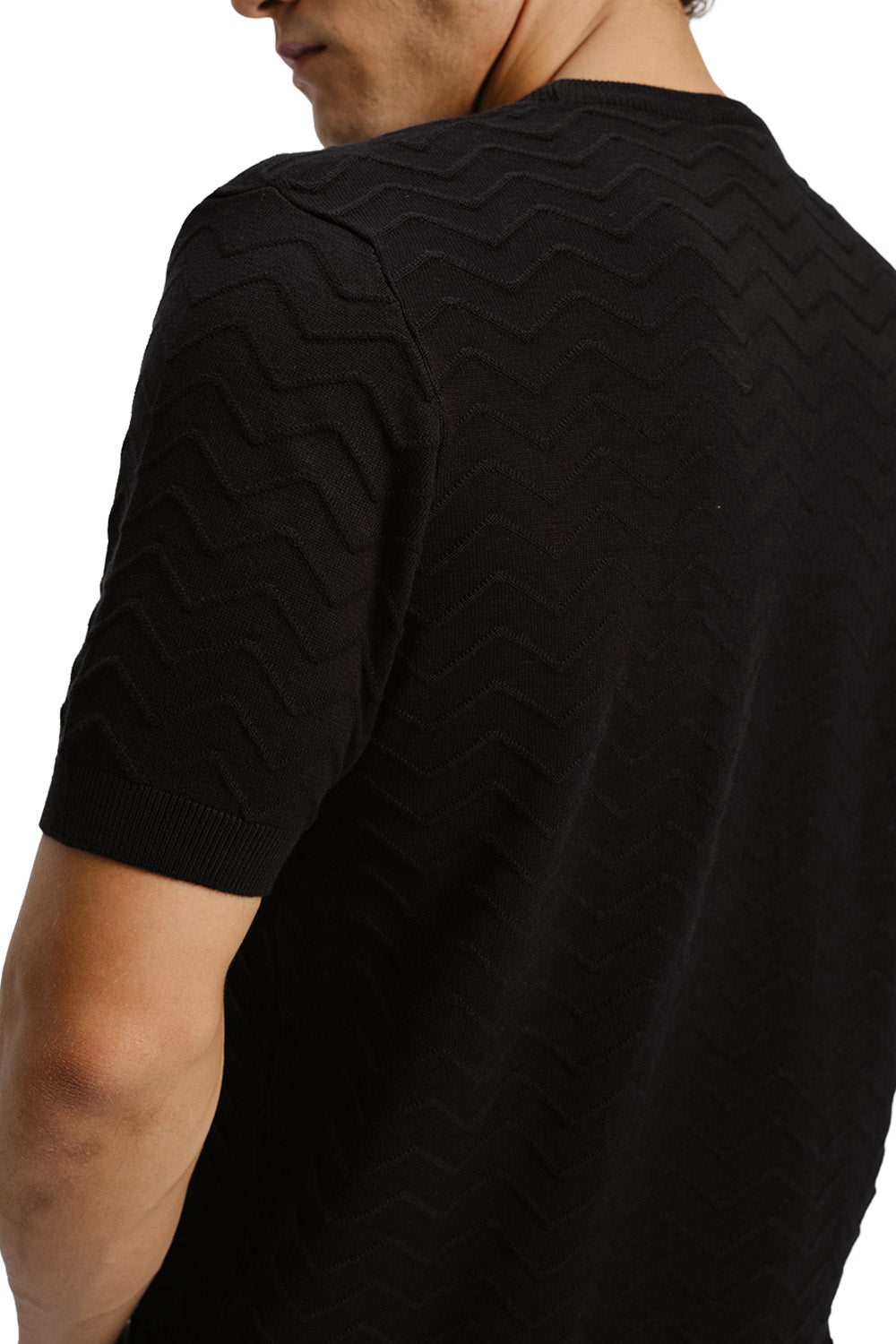 Zigzag Black Knit T-shirt