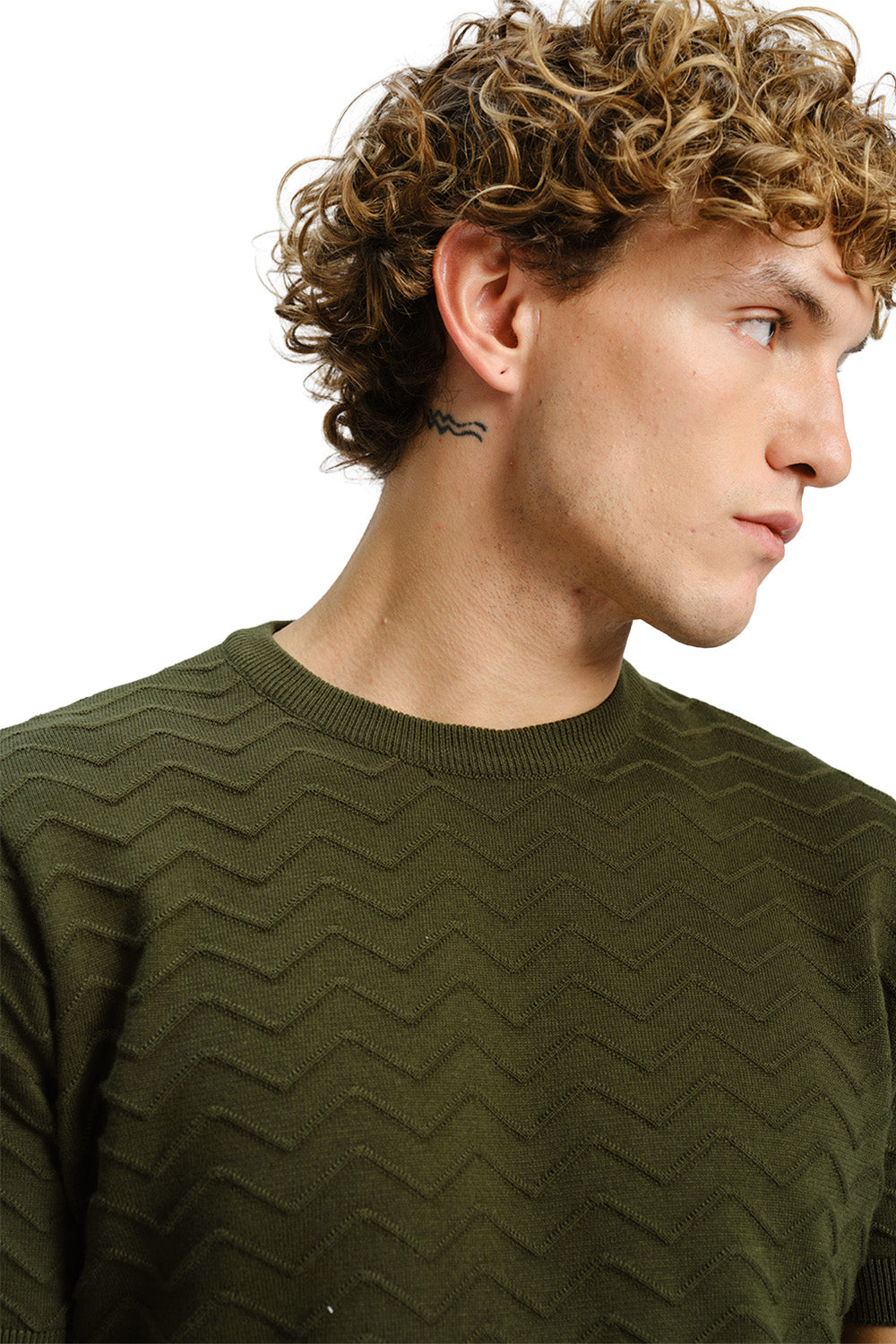 Zigzag Olive Knit T-shirt