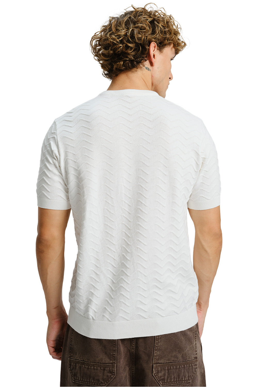 Zigzag White Knit T-shirt