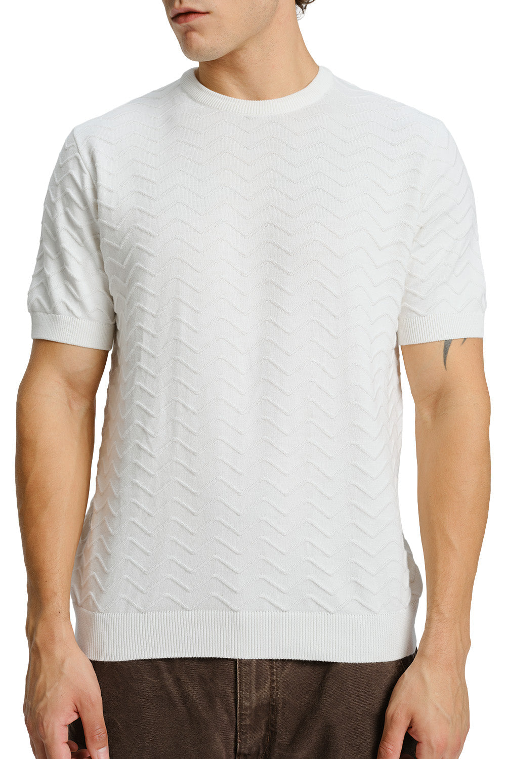 Zigzag White Knit T-shirt
