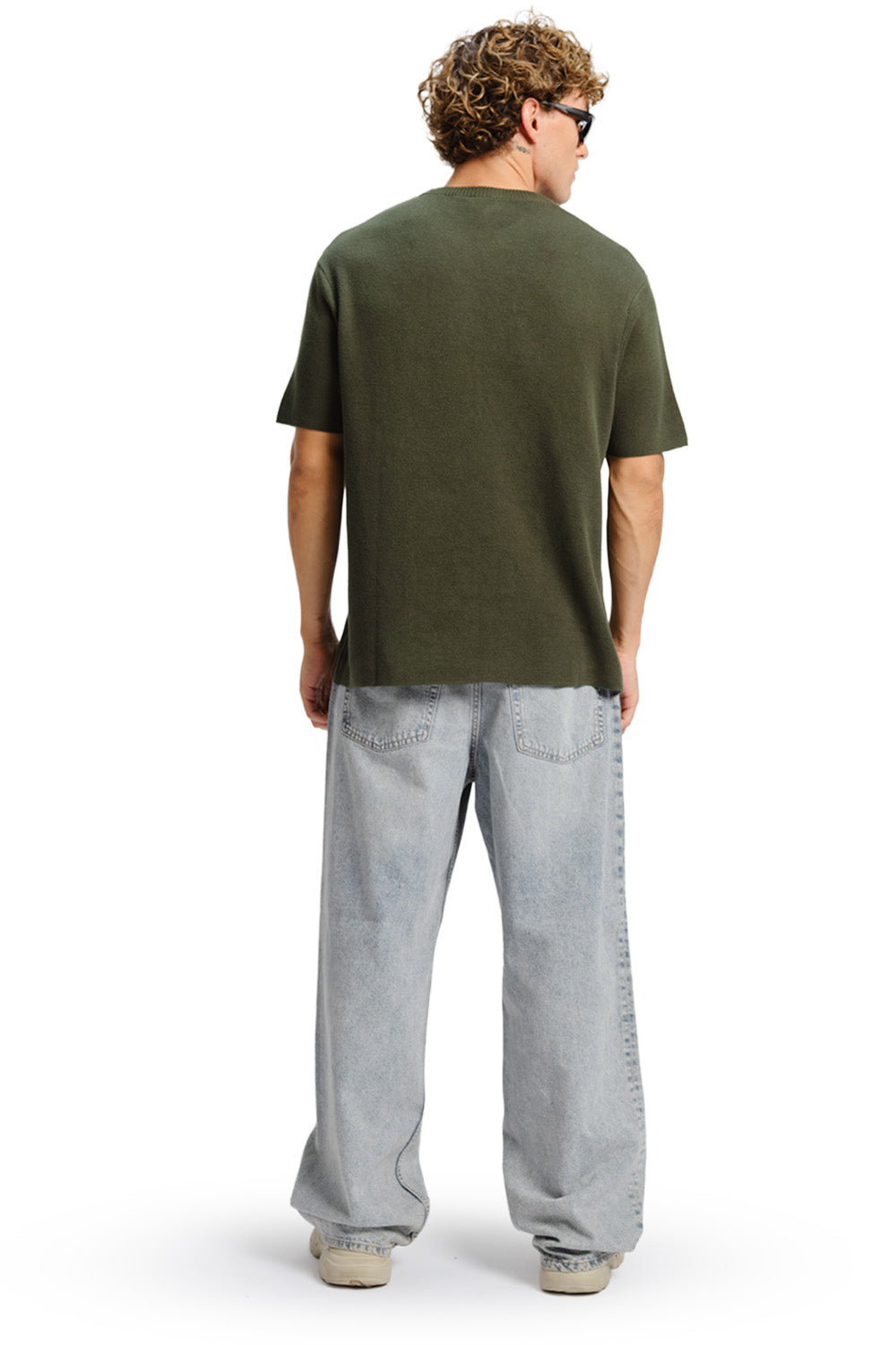 Olive Relaxed Fit Knit T-shirt