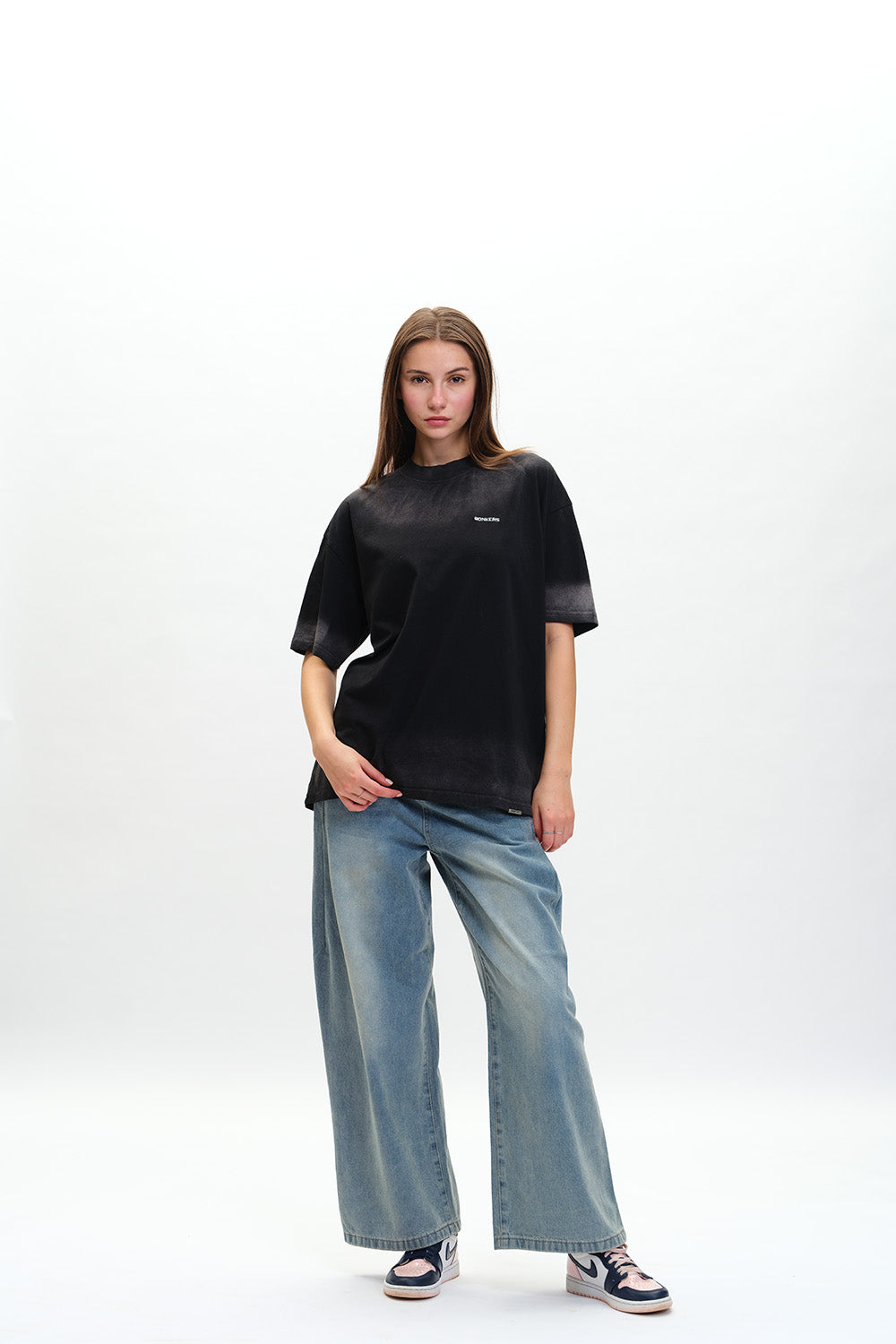 Spray Paint Effect Oversized Faded T-shirt