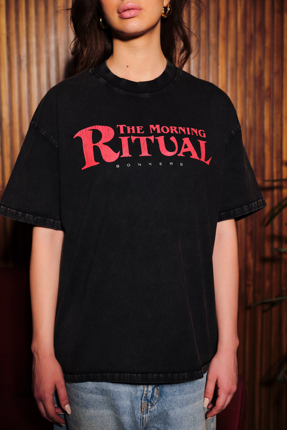 Brew It Right Faded Black Oversized T-shirt