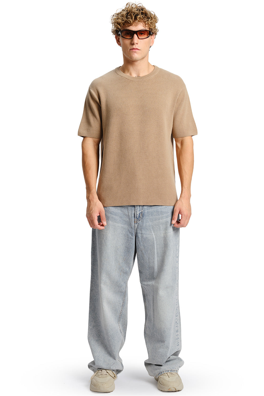 Beige Relaxed Fit Knit T-shirt