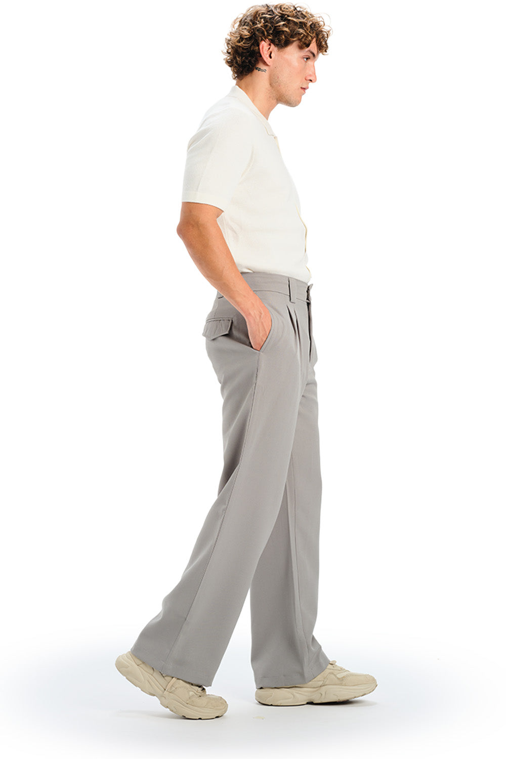 Grey Loose Fit Tailored Trouser