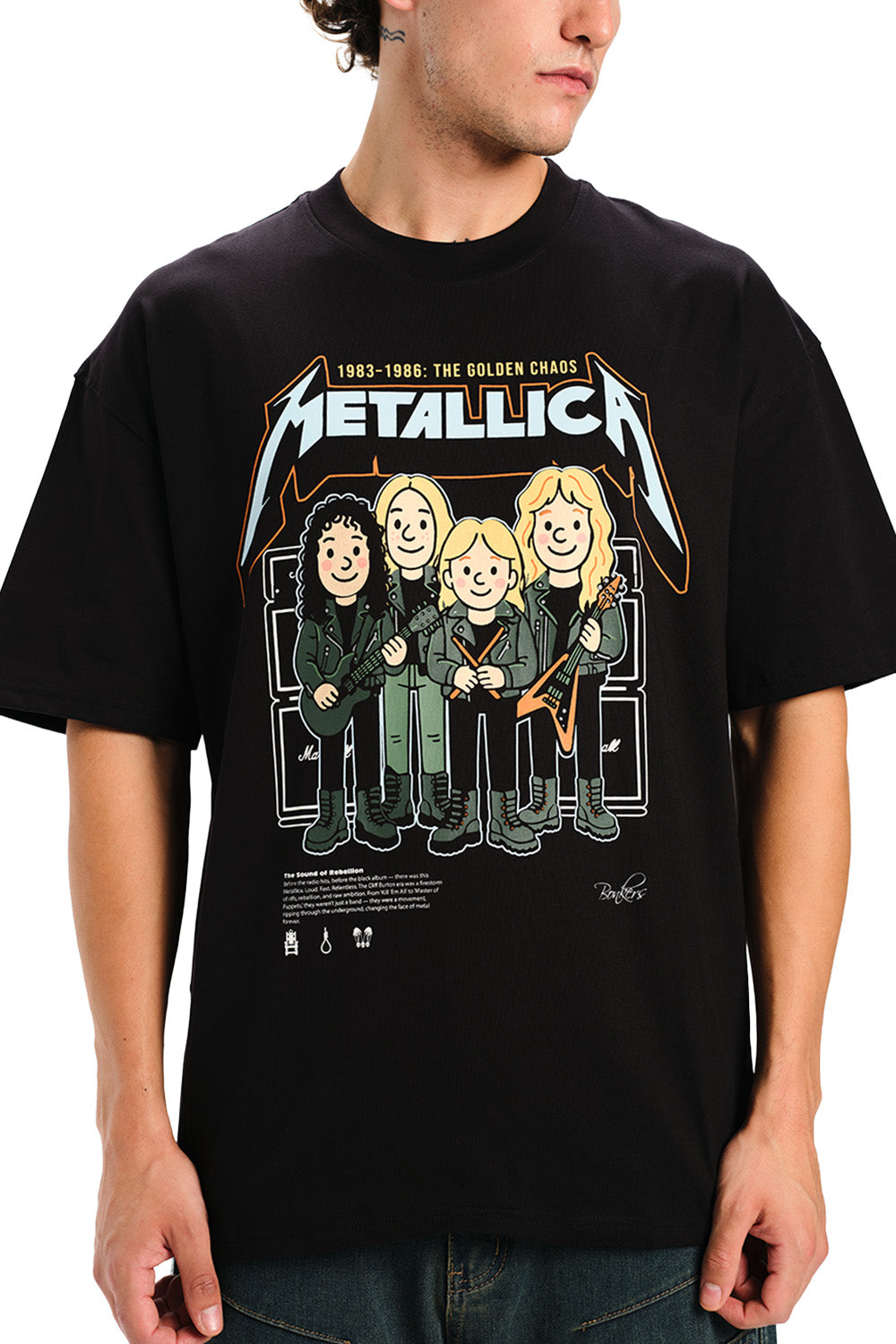 Metallica Black Golden Chaos Oversized T-shirt