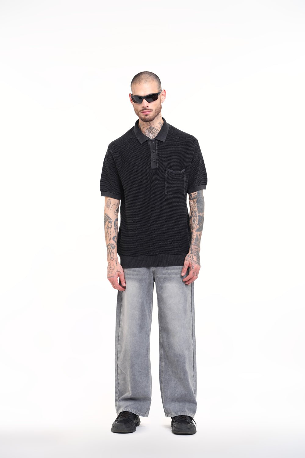 Ash Grey Faded Knit Premium Polo