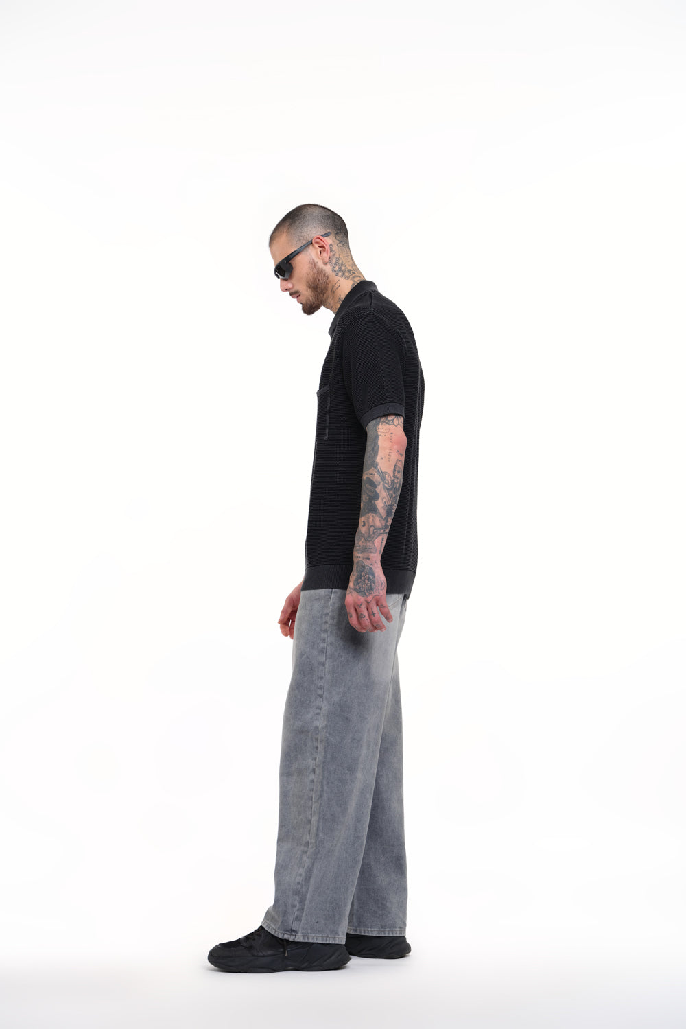 Ash Grey Faded Knit Premium Polo