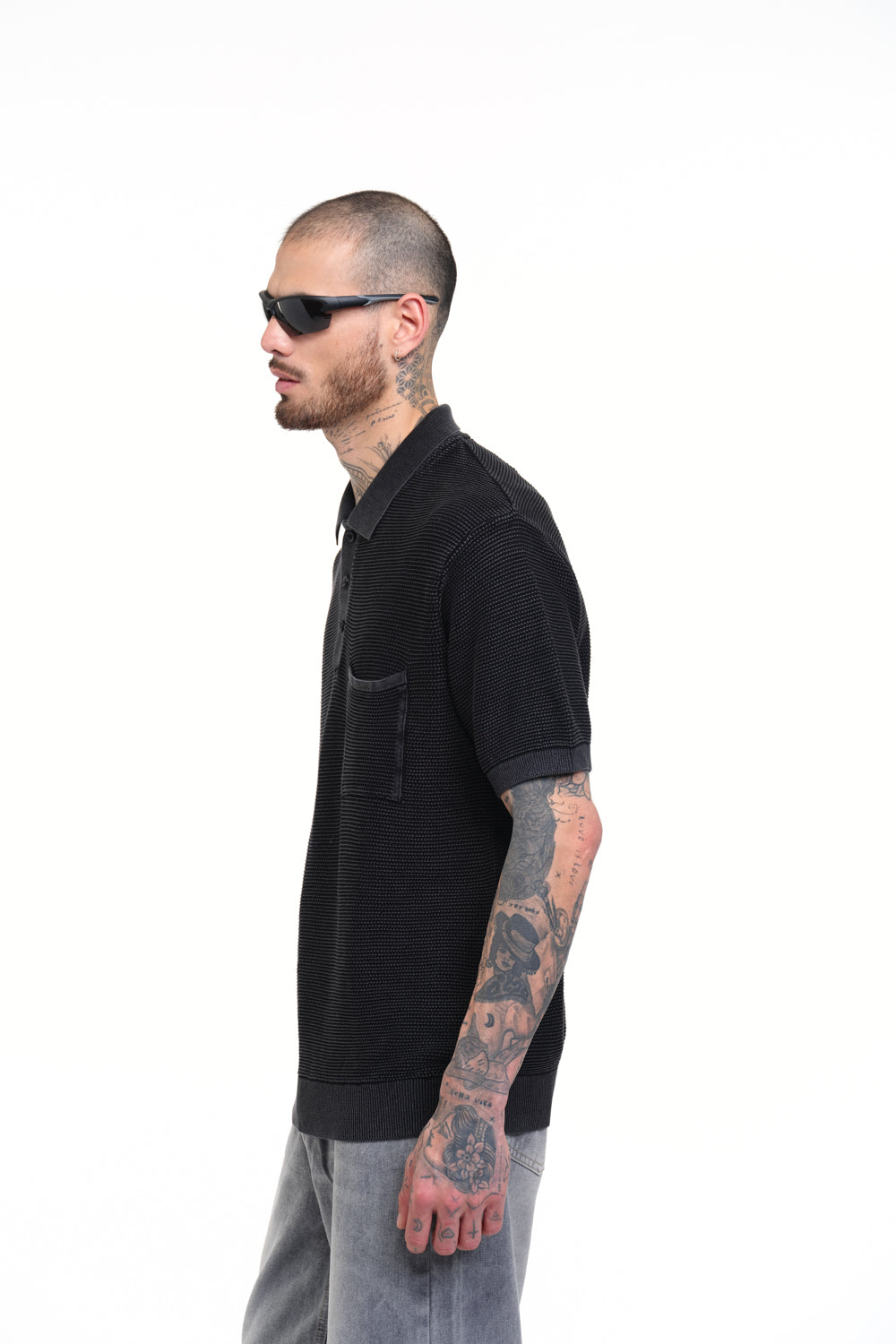 Ash Grey Faded Knit Premium Polo