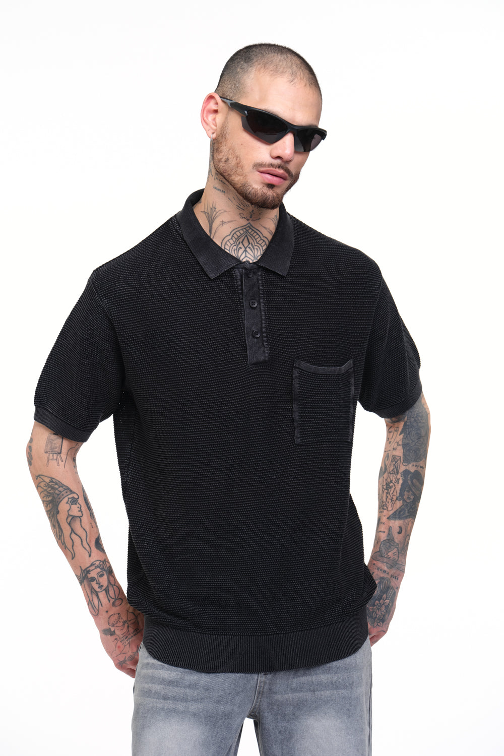 Ash Grey Faded Knit Premium Polo