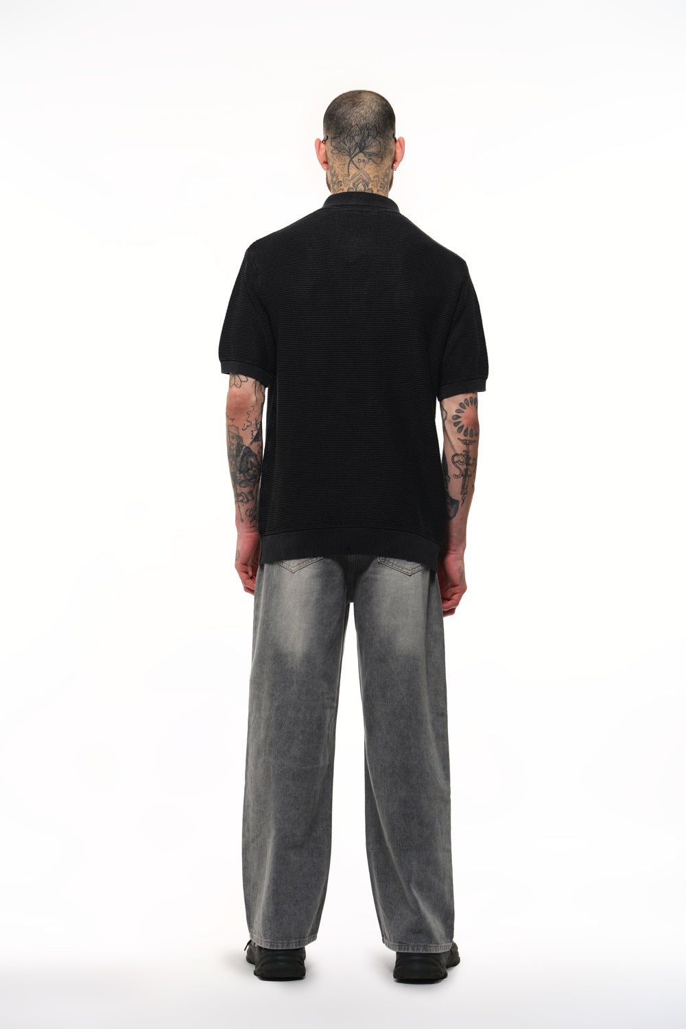 Ash Grey Faded Knit Premium Polo