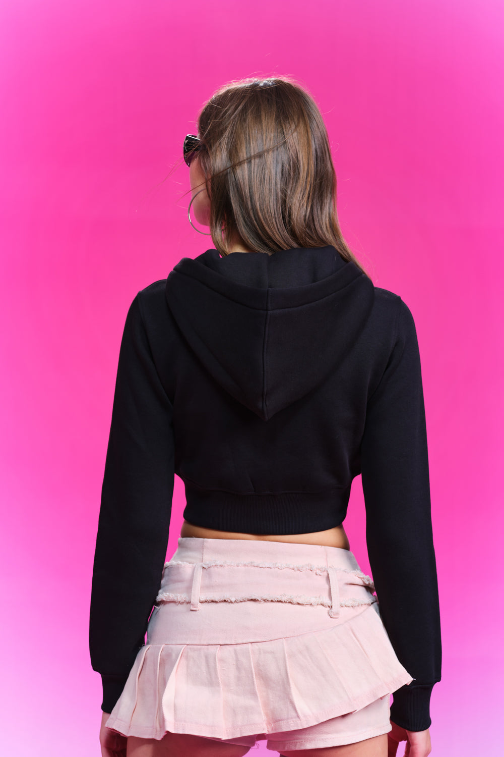 Bratz Dolled Rhinestone Black Crop Zipper