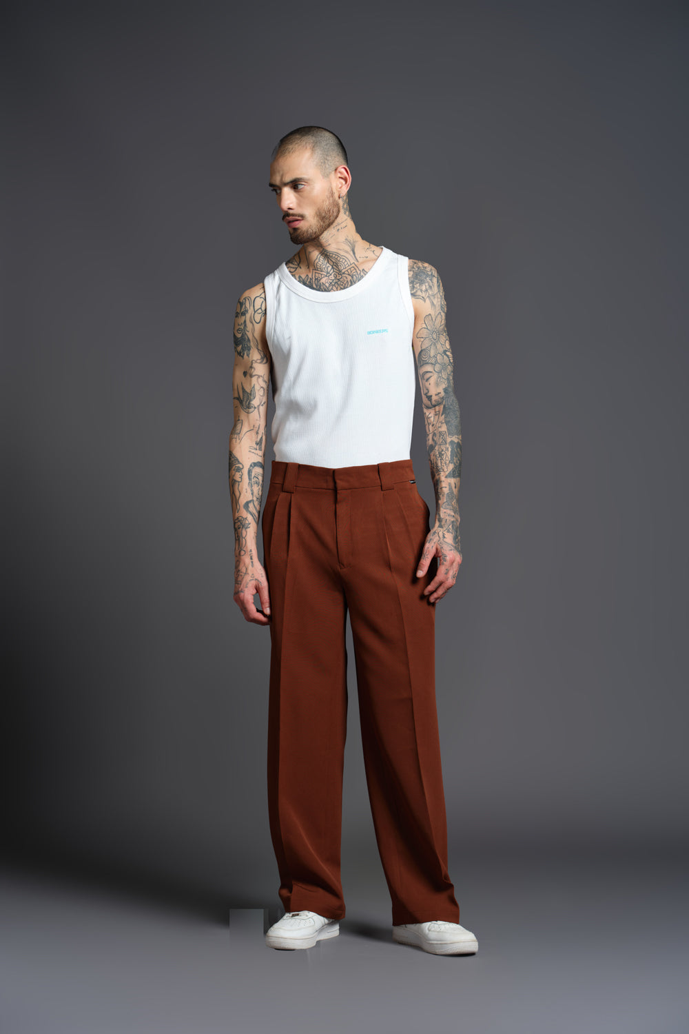 Brown Loose Fit Tailored Trouser