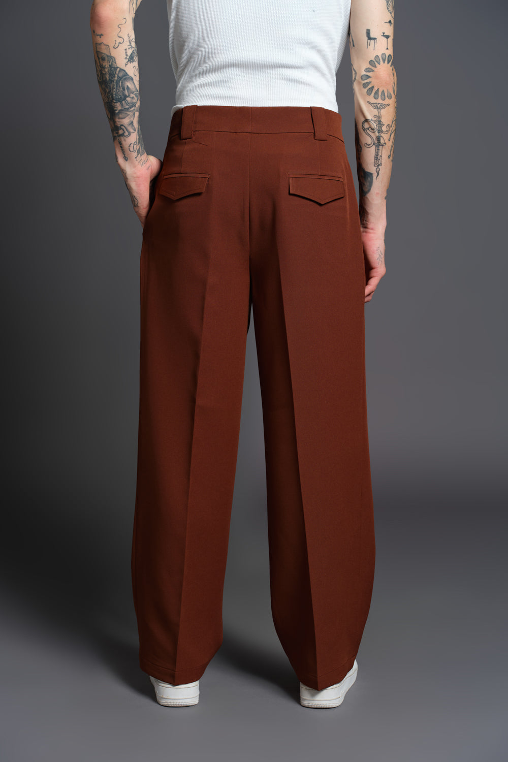 Brown Loose Fit Tailored Trouser