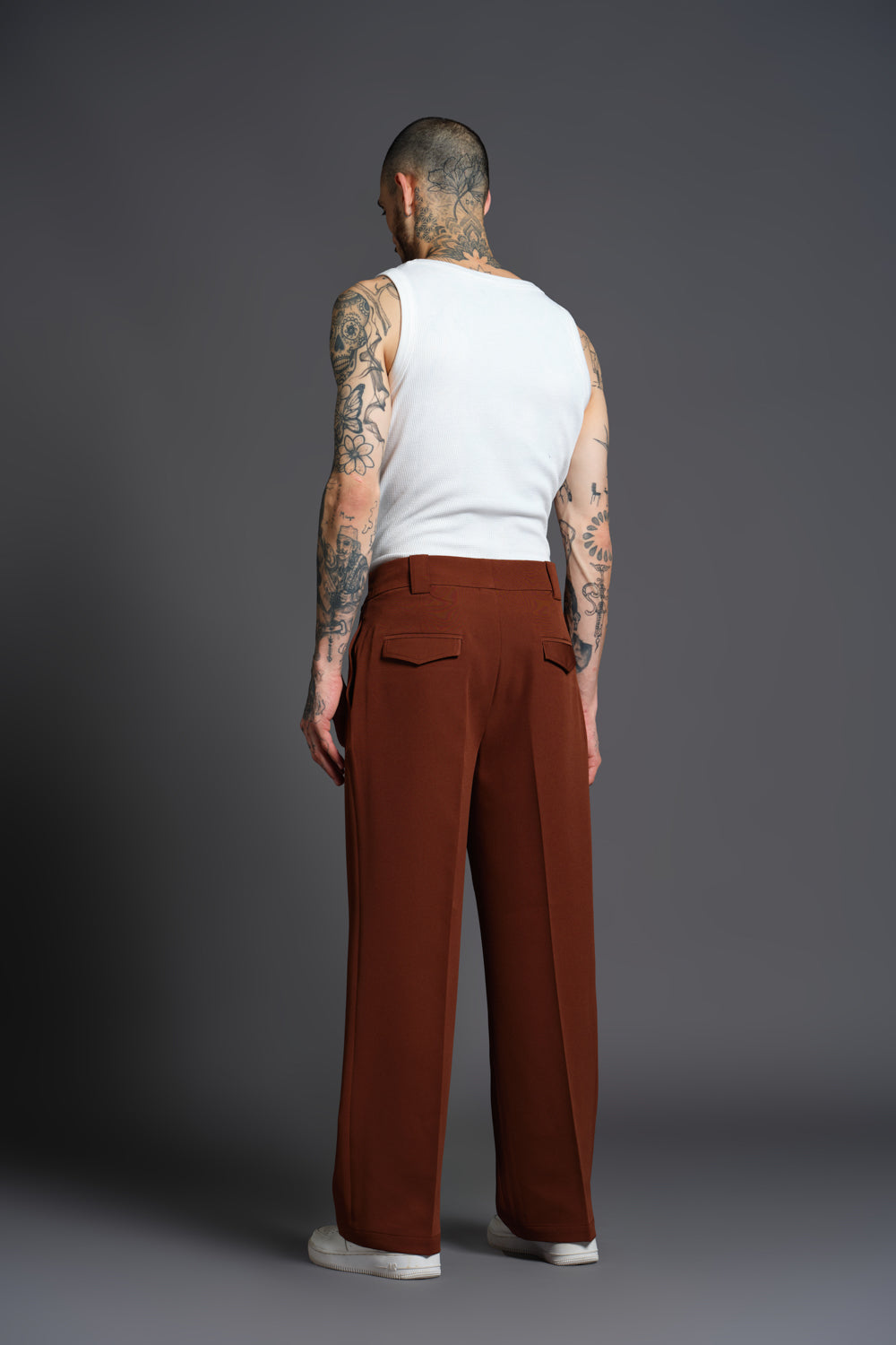 Brown Loose Fit Tailored Trouser