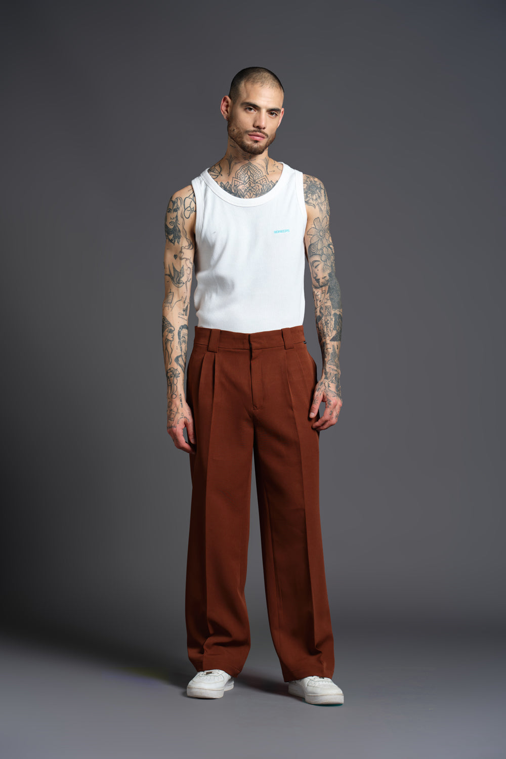 Brown Loose Fit Tailored Trouser