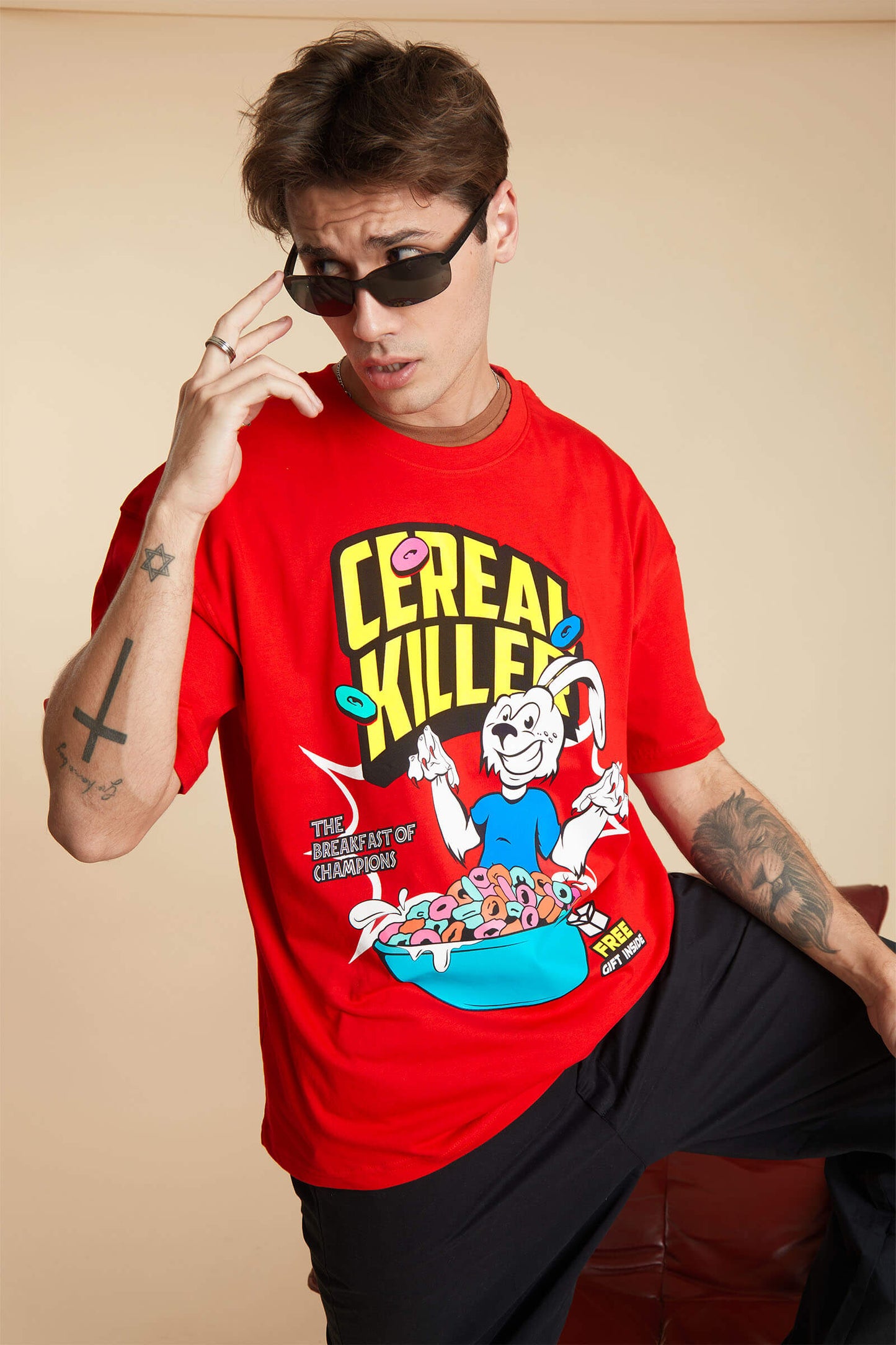 Red Cereal Killer Oversized T-shirt