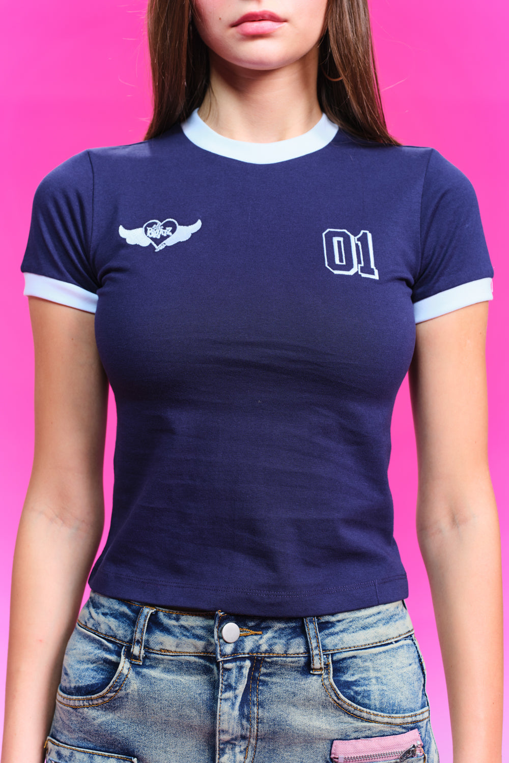 Wings On Heart Ringer T-shirt