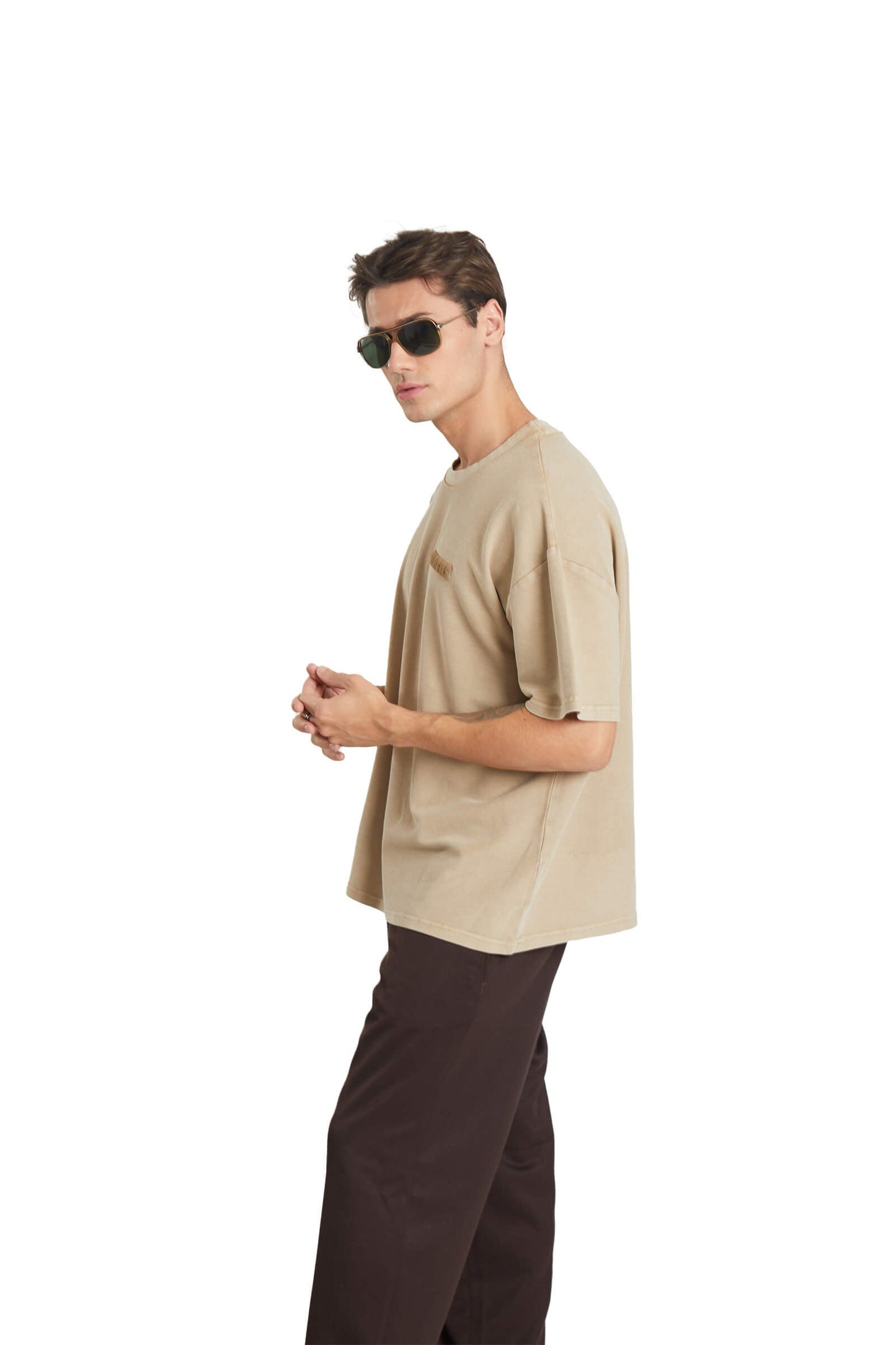 Beige Heavyweight Pique Oversized T-shirt