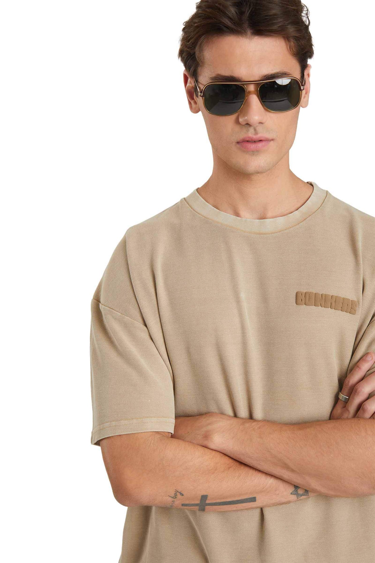 Beige Heavyweight Pique Oversized T-shirt