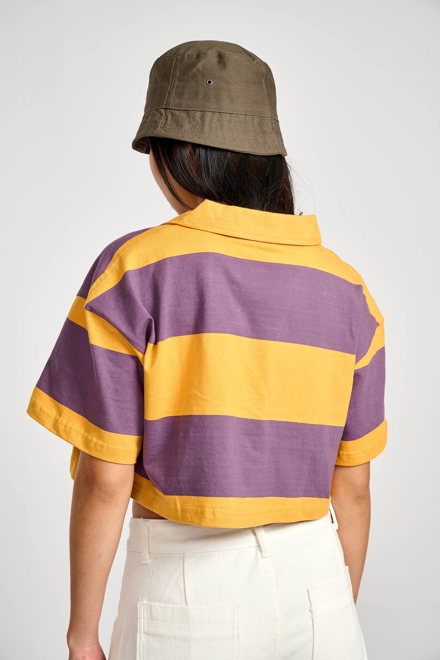 Musty Plum Striped Loose Crop Top