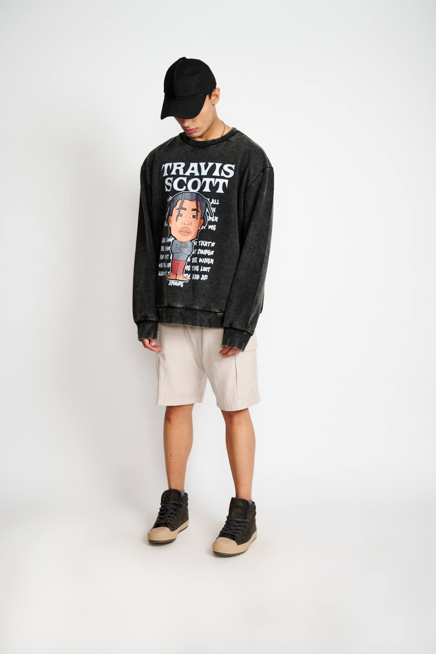 Travis Scott Faded Effect Heavyweight Sweatshirt
