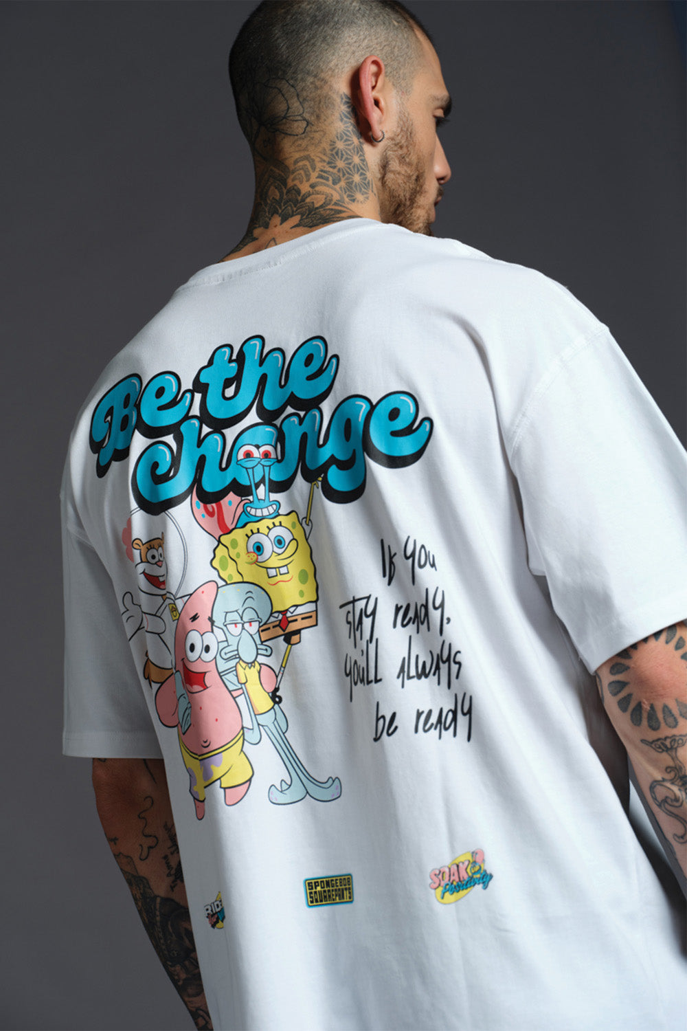White Spongebob Be The Change T-shirt