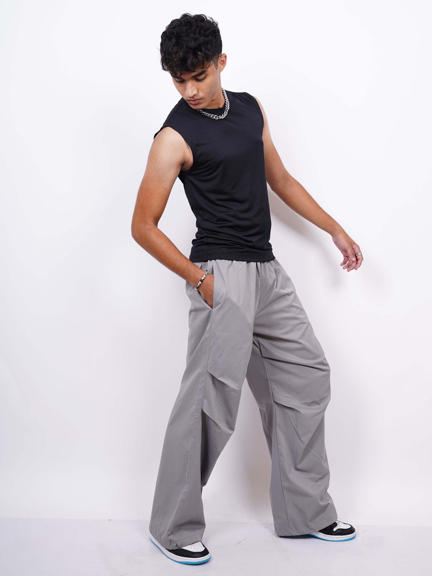 Grey Parachute Pants