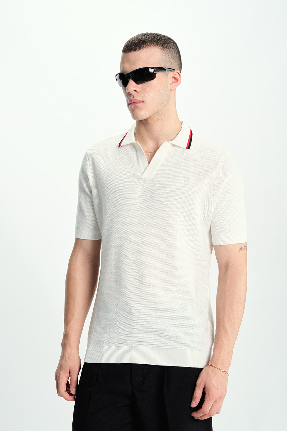 Dust White Knit Polo