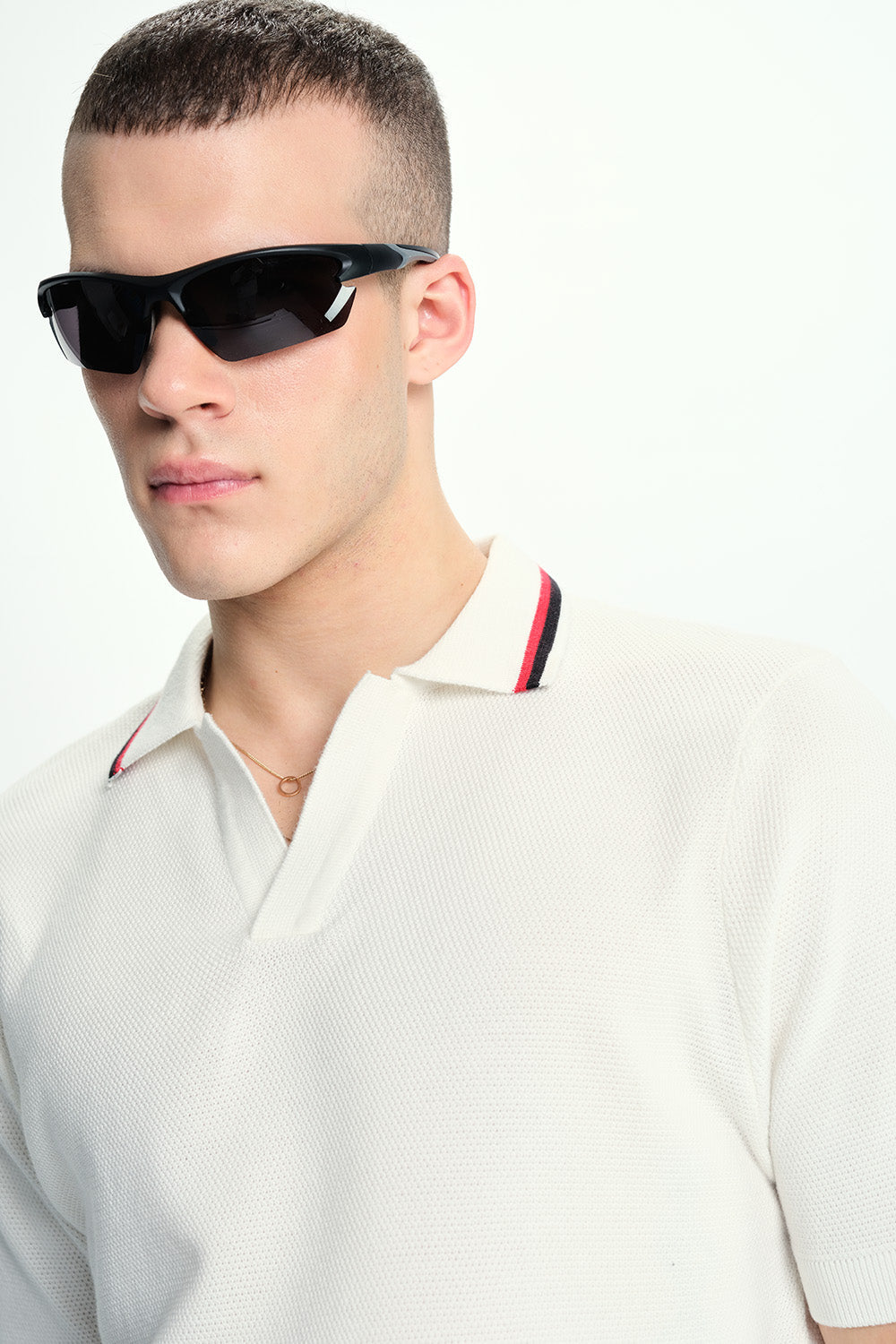 Dust White Knit Polo