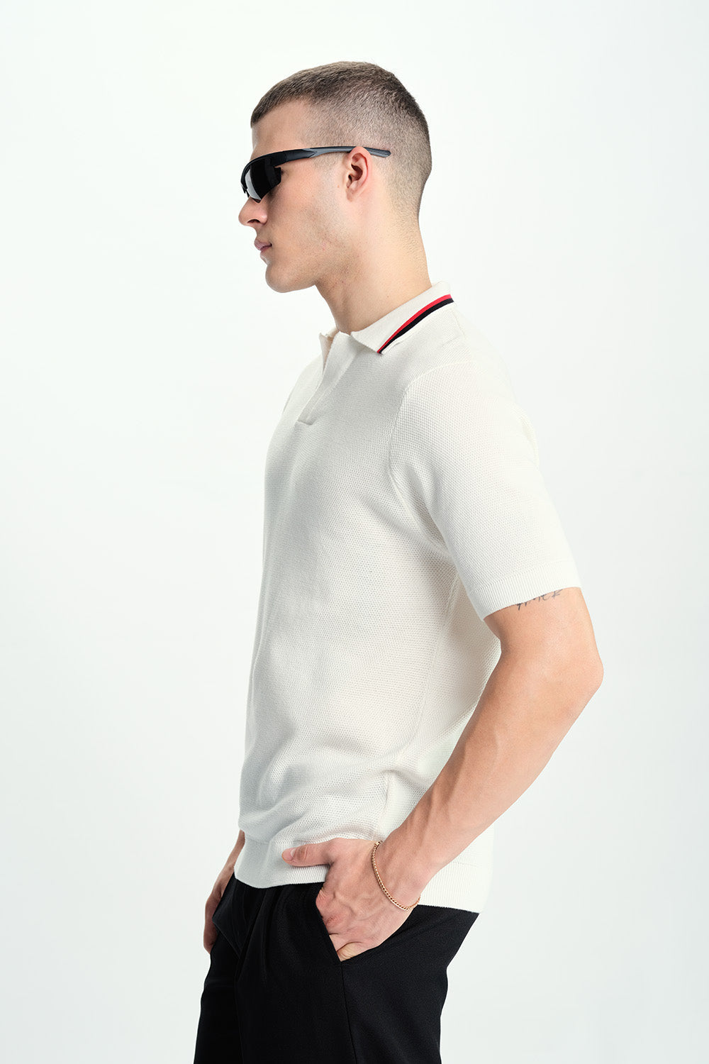 Dust White Knit Polo