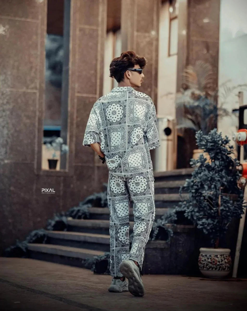 Men’s White Bandana Print Tracksuit – Oversized Luxe Streetwear Set - Prime Fitz