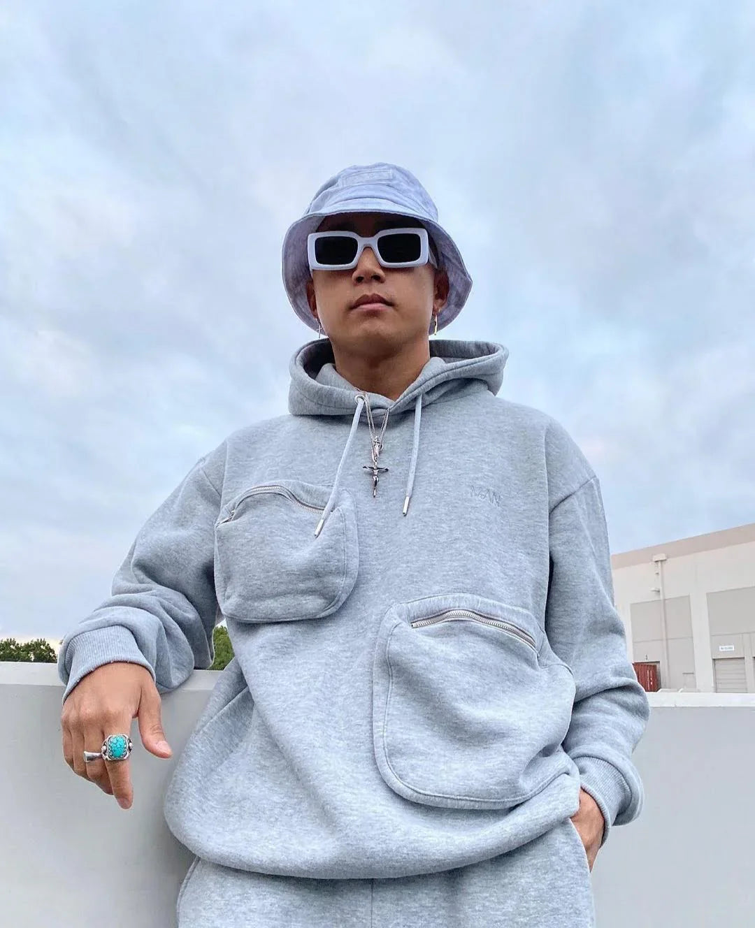 Men’s Y2K Oversized Grey Tracksuit – Zip Pocket Streetwear Edition - Prime Fitz