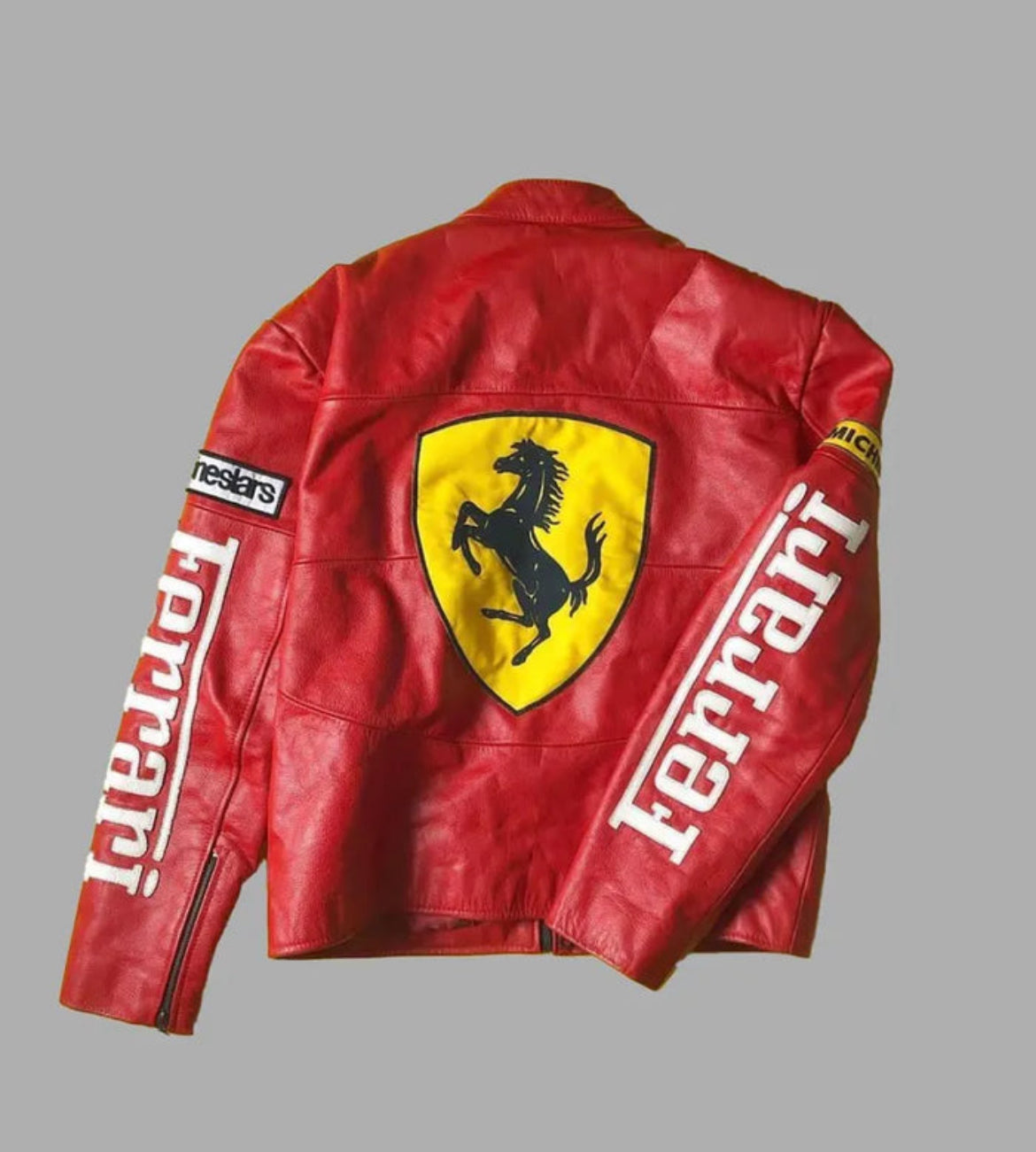 Ferrari Red Leather Racing Jacket – Iconic F1 Streetwear by Mercy Wear - Prime Fitz