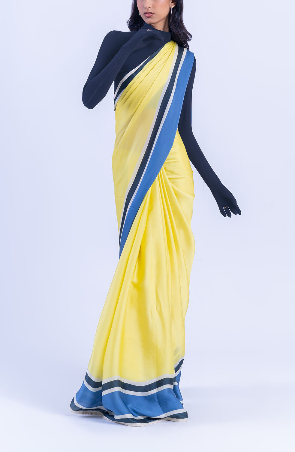 The Racer Stripe Sari (Yellow)