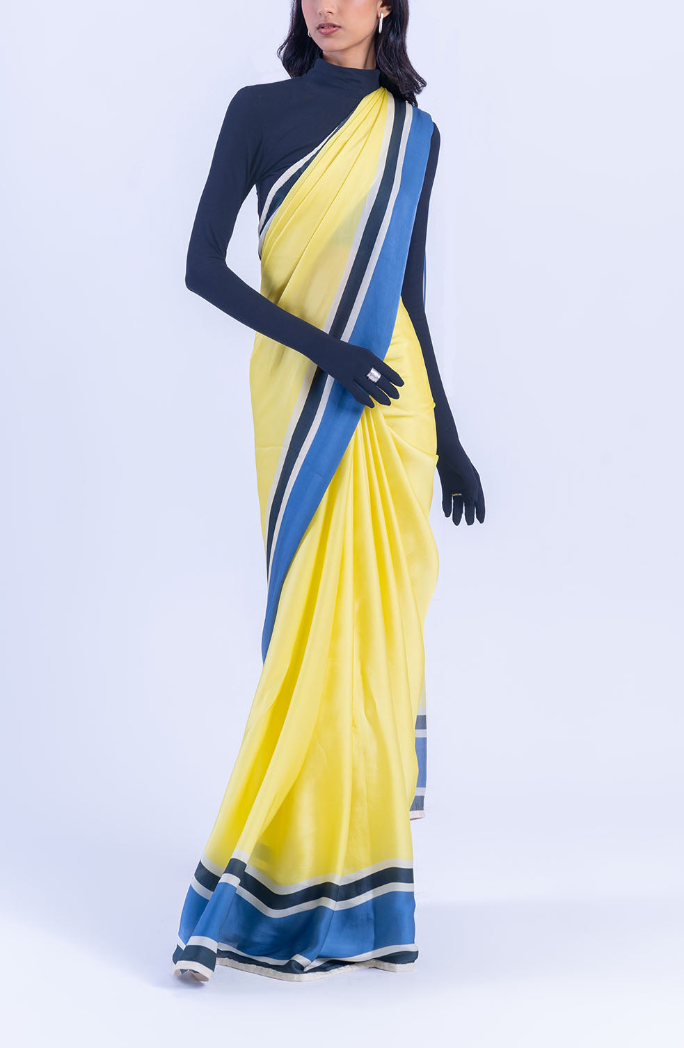 The Racer Stripe Sari (Yellow)
