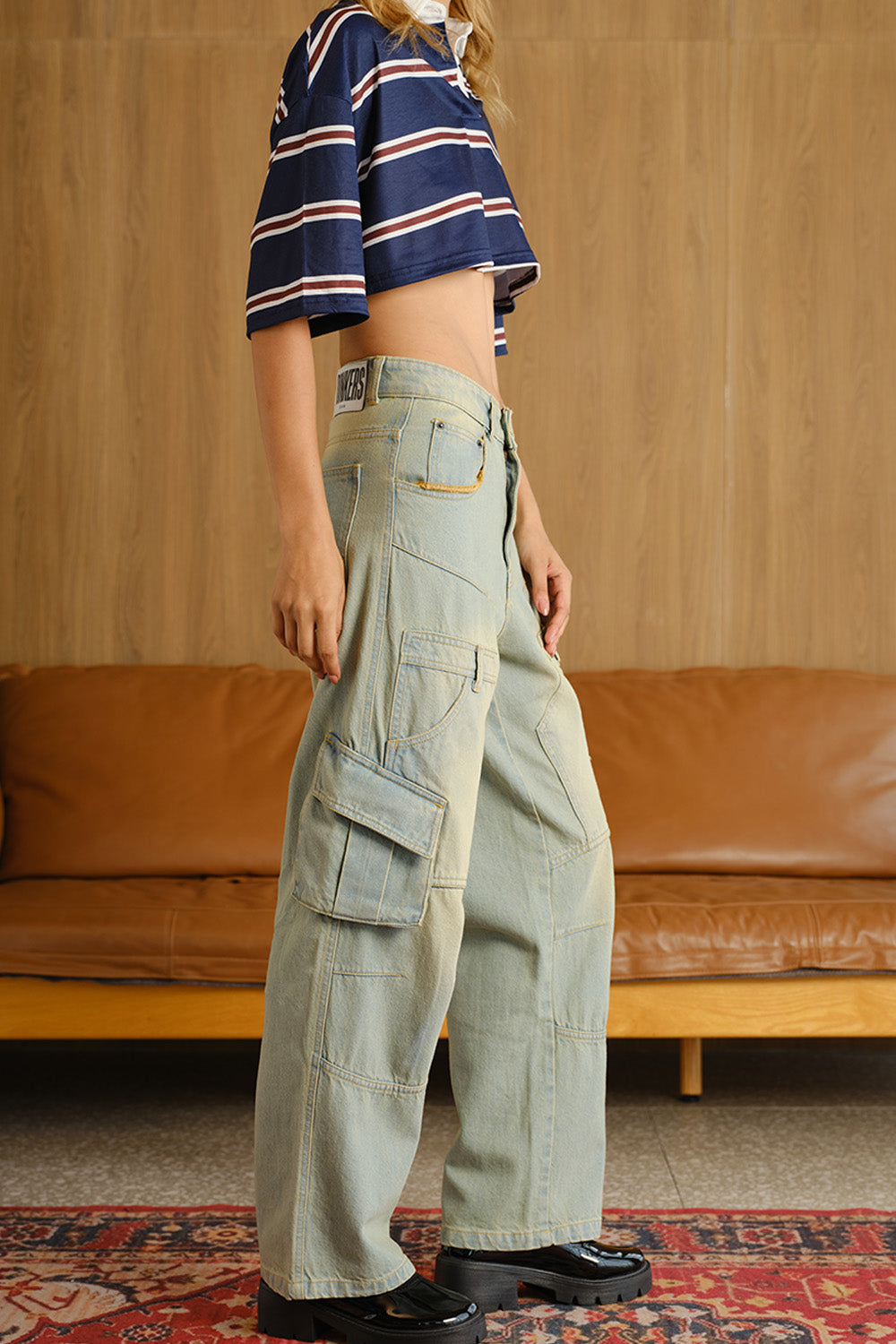 Light Wash Workwear Cargo Jeans