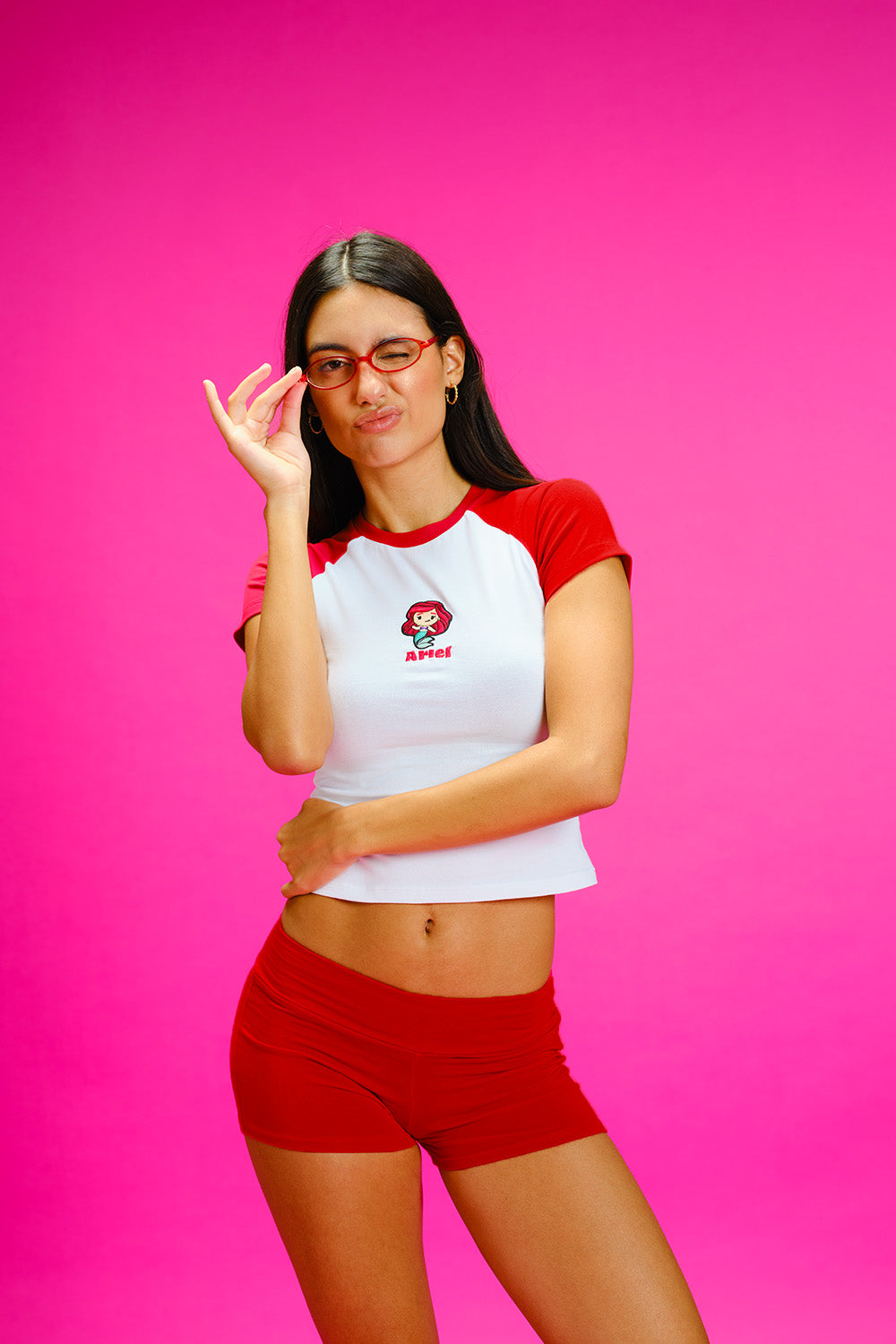 Little Mermaid Raglan Sleeves Baby Tee