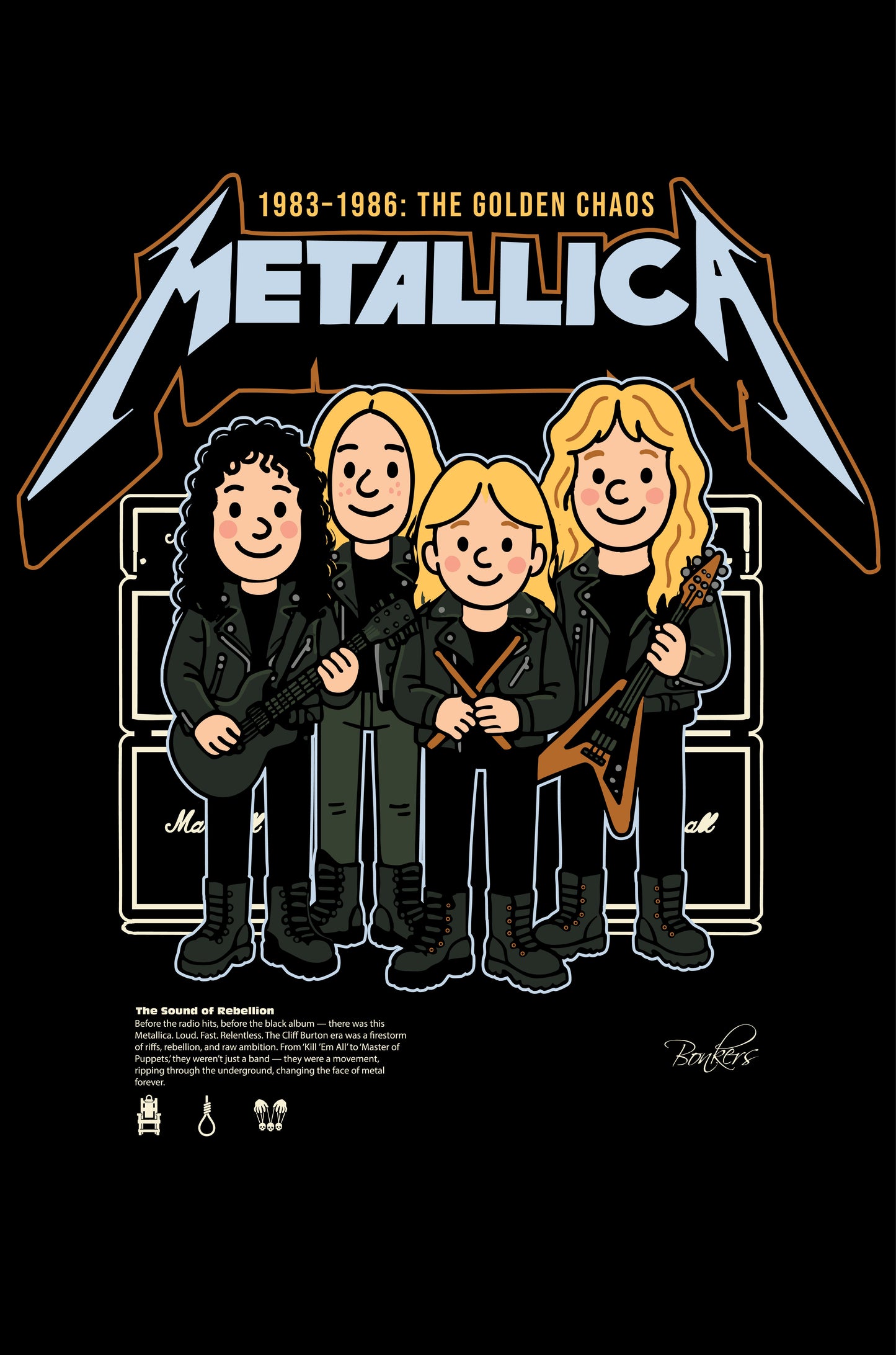 Metallica Black Golden Chaos Oversized T-shirt