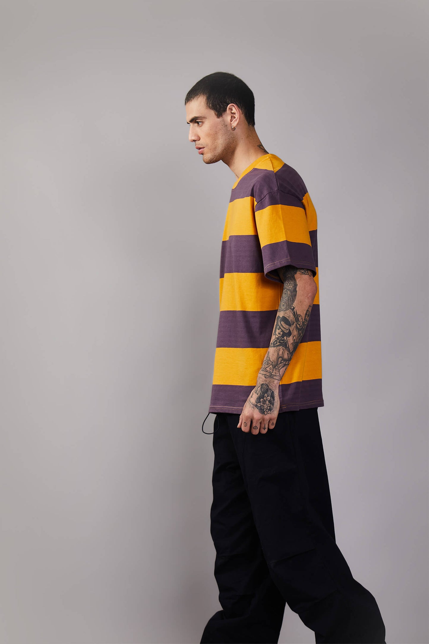 Musty Plum Striped Heavyweight Oversized T-Shirt