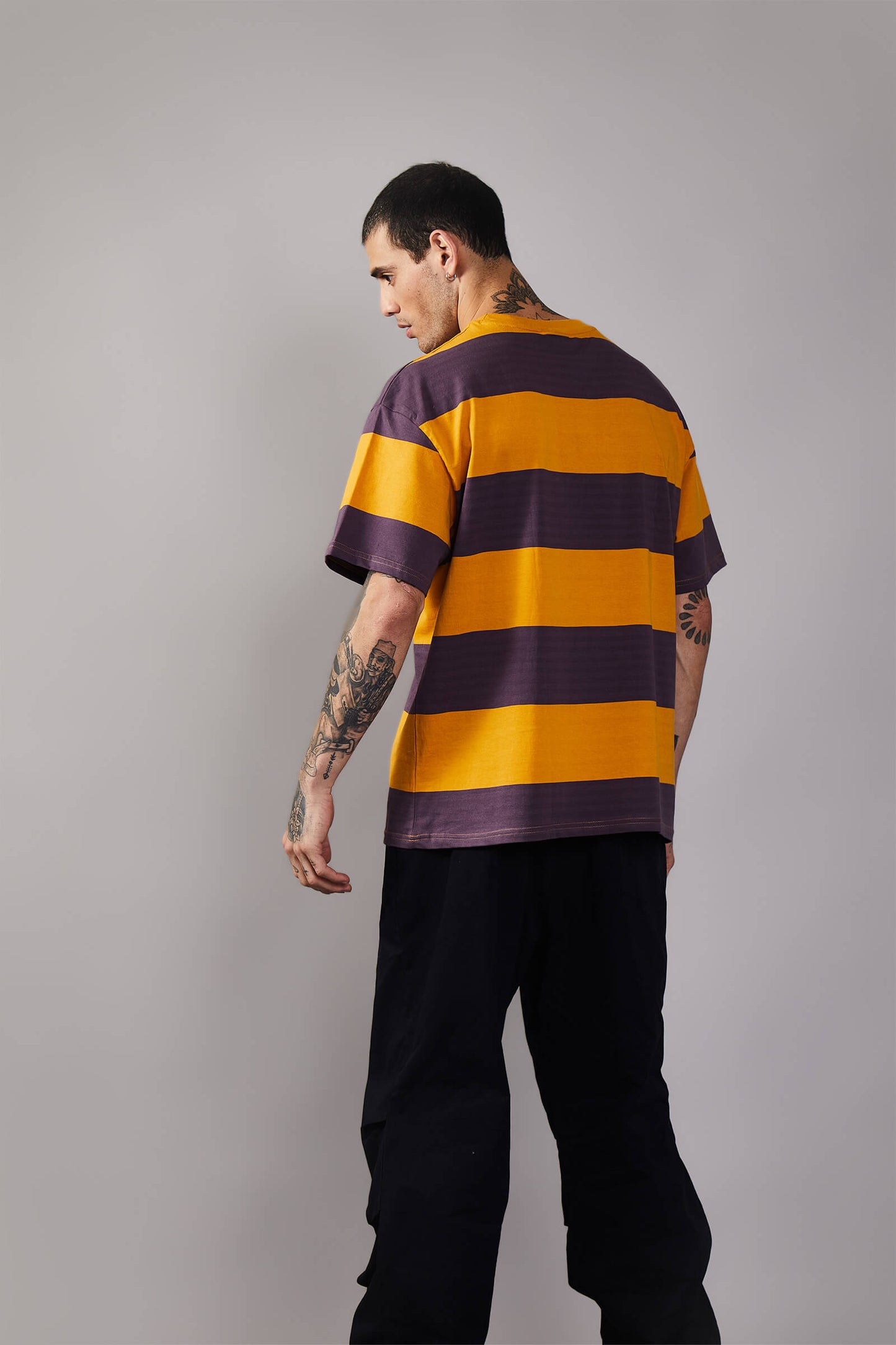 Musty Plum Striped Heavyweight Oversized T-Shirt