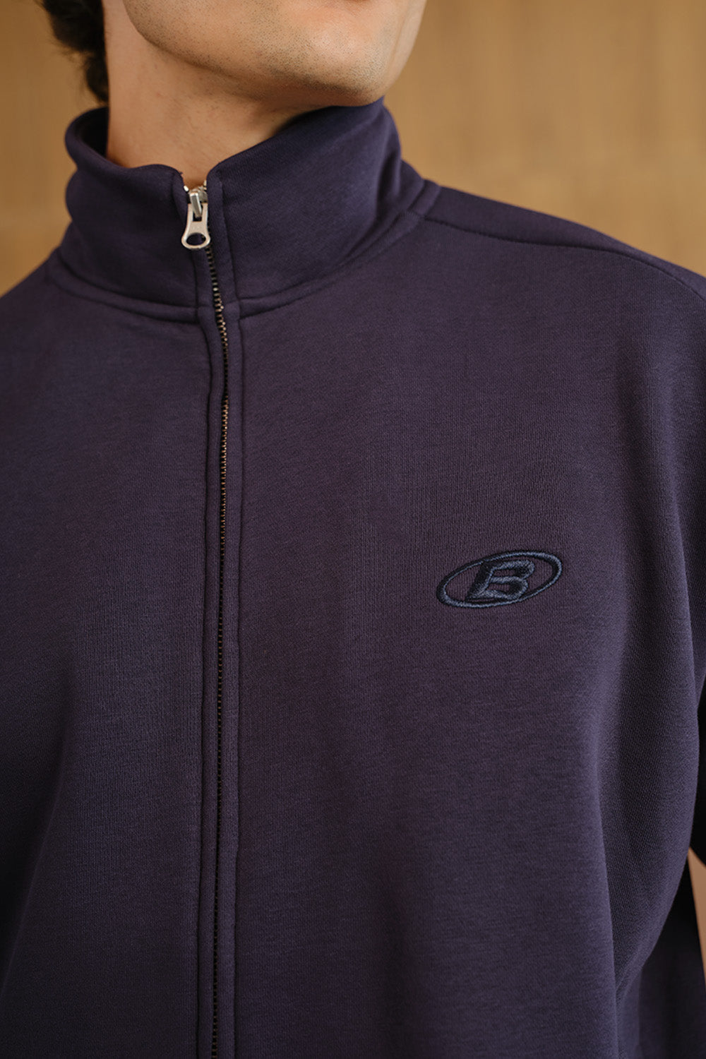 Blue Void High Neck Zipper Jacket