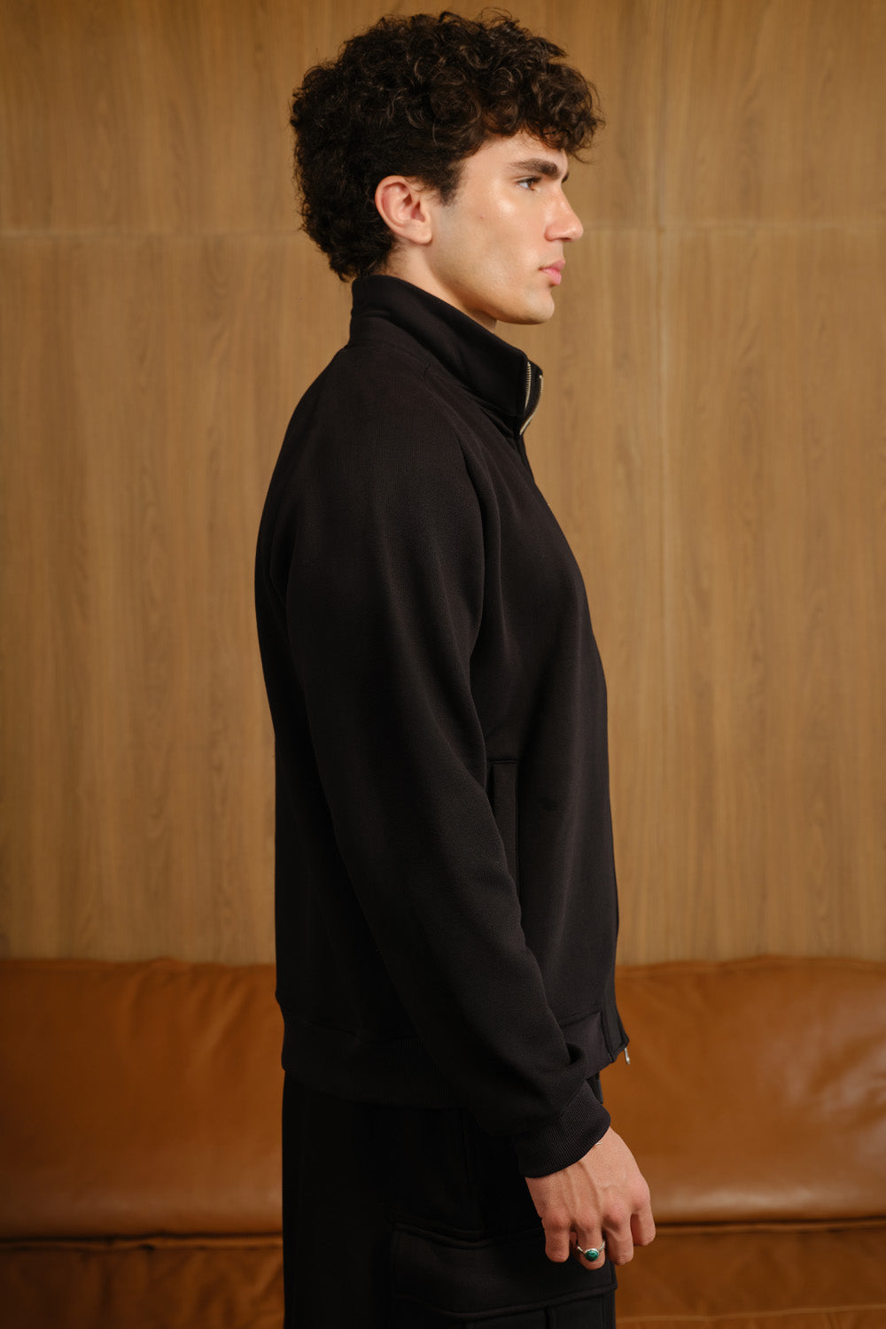 Phantom Black High Neck Zipper Jacket